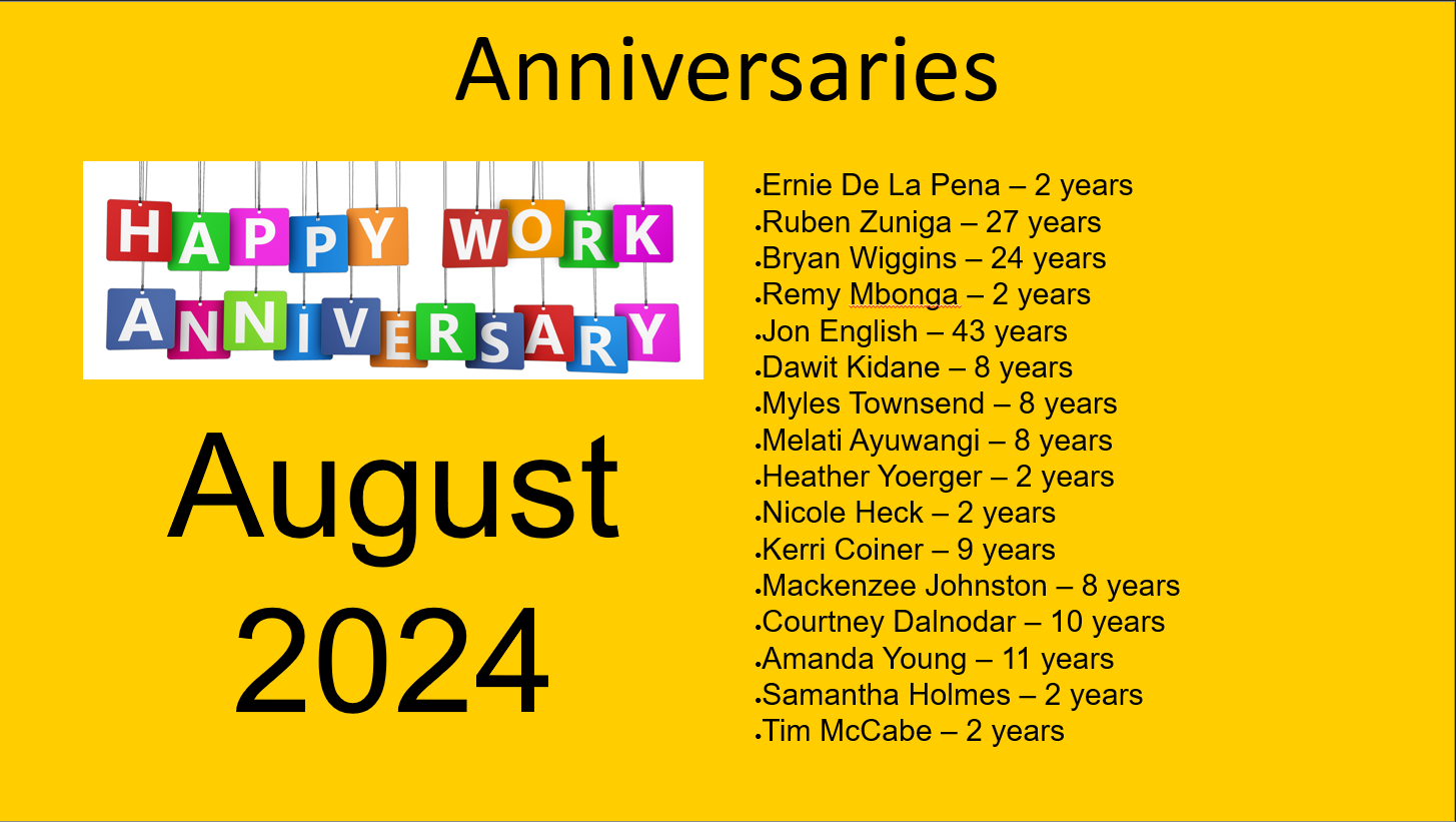 Aug Anniversaries