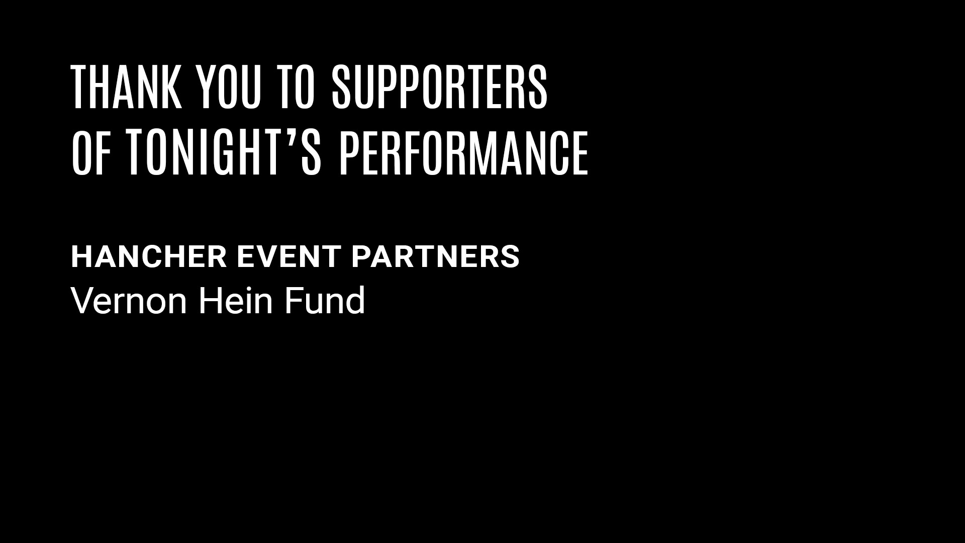 Event partners - Vernon Hein Fund only