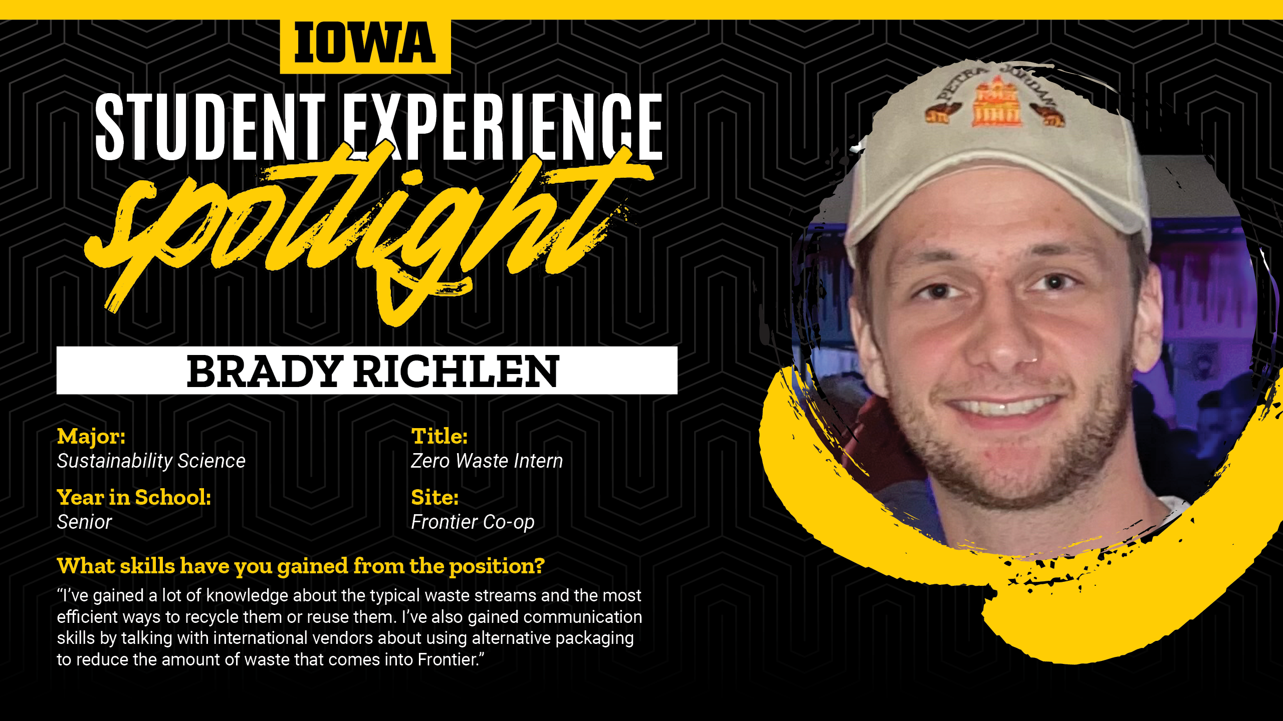 Student Experience Spotlight: Brady Richlen, Zero Waste Intern with Frontier Co-op