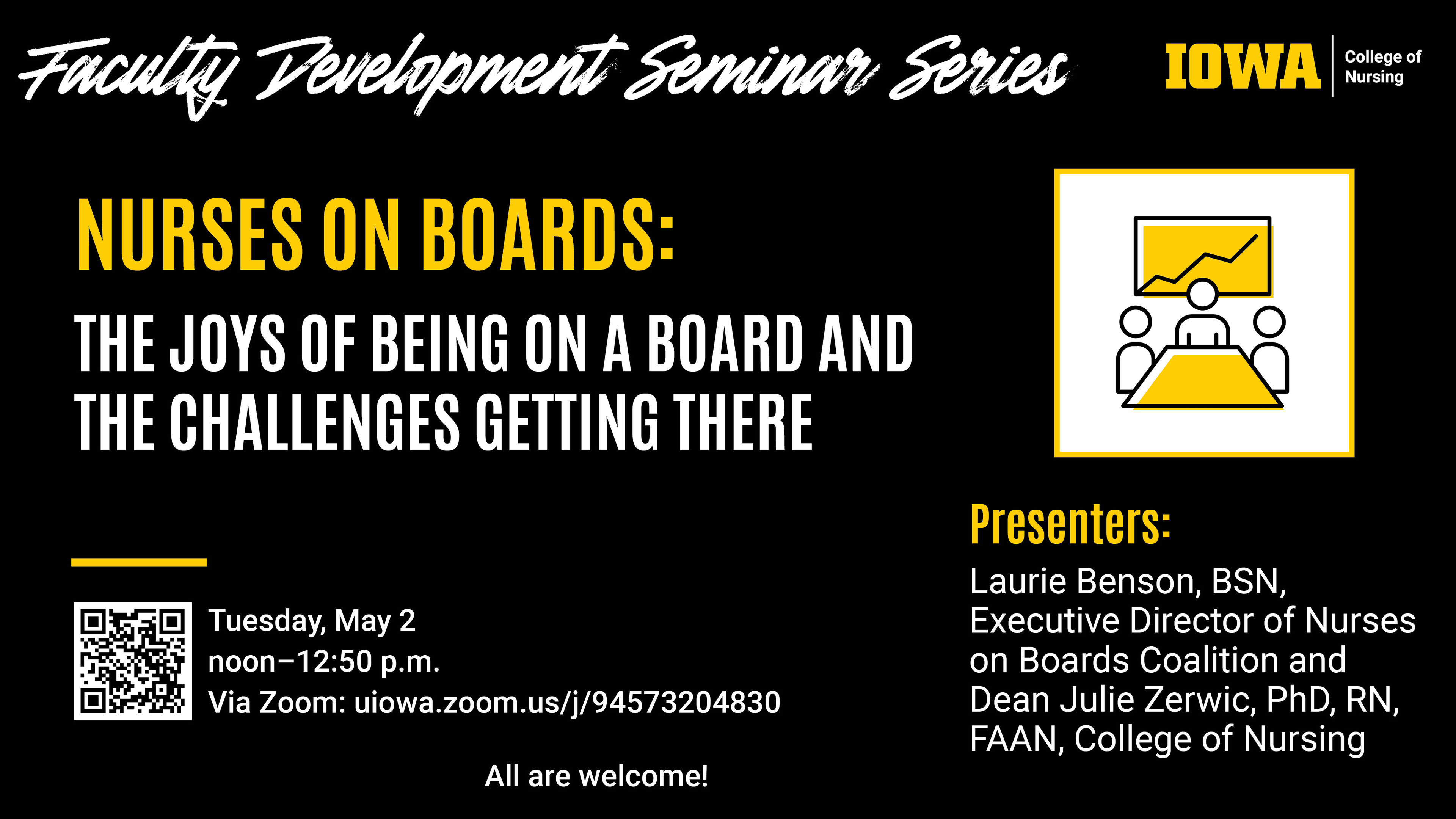 Nurses on Boards Faculty Development Seminar, May 2, noon