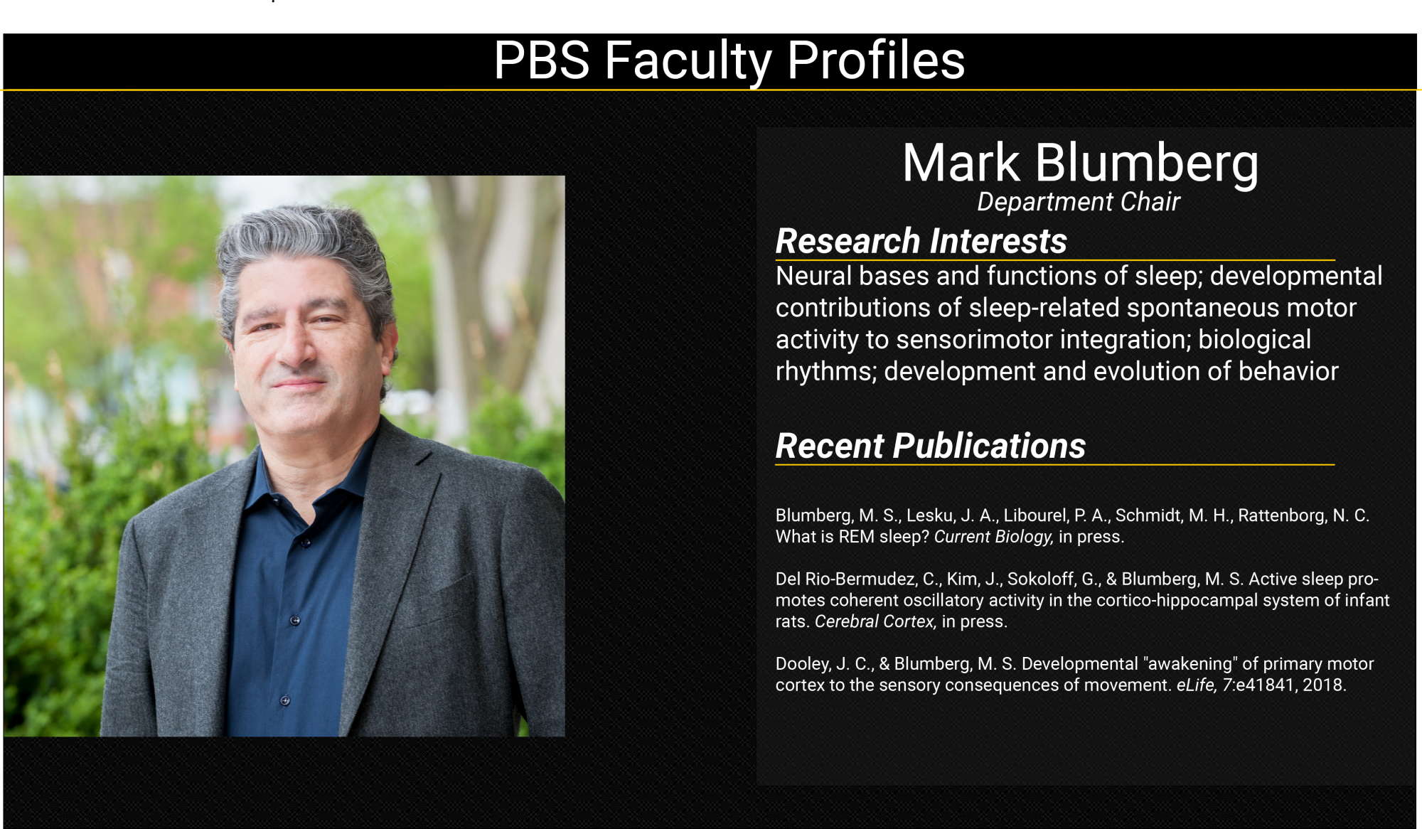 Mark Blumberg Faculty Profile