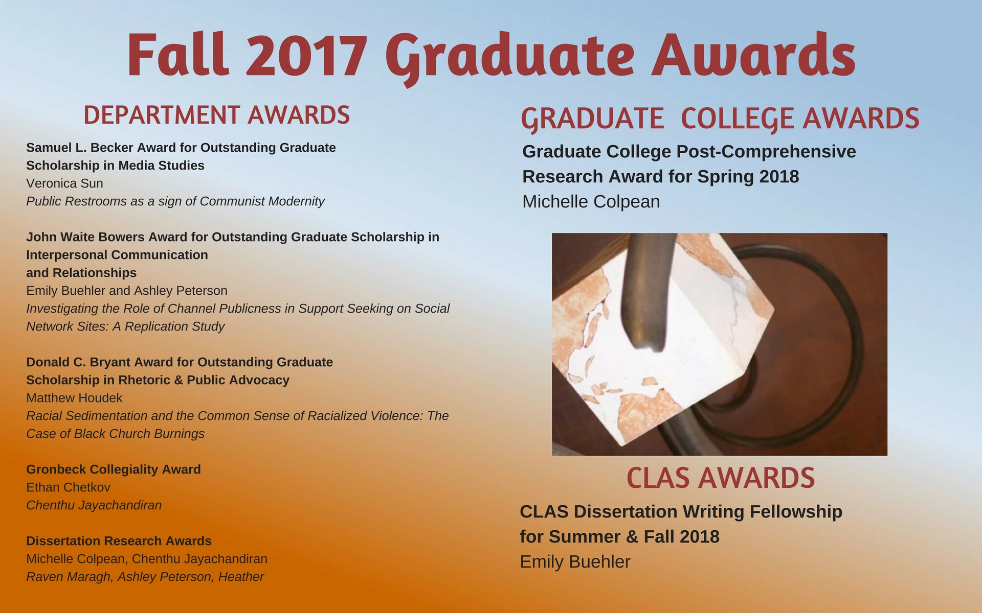 Fall 2017 Graduate Awards
