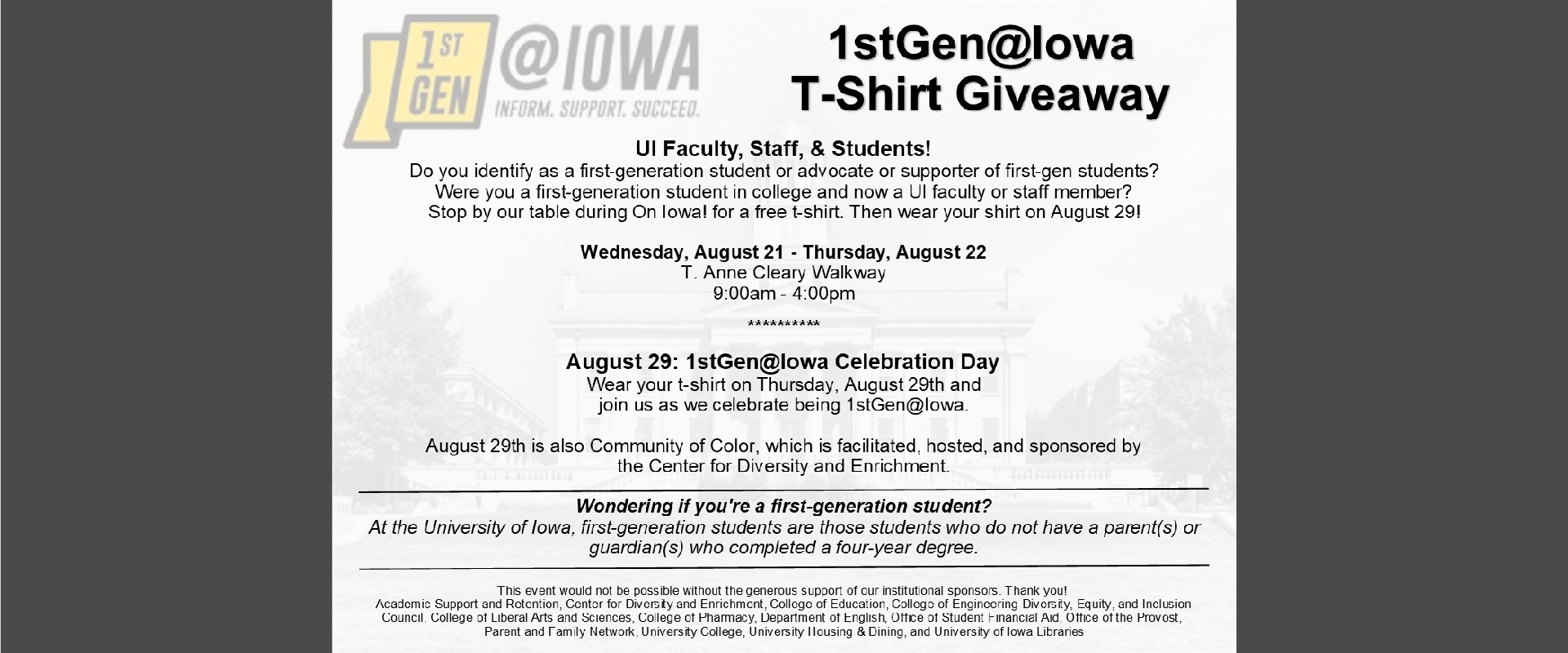 first gen tshirt give away