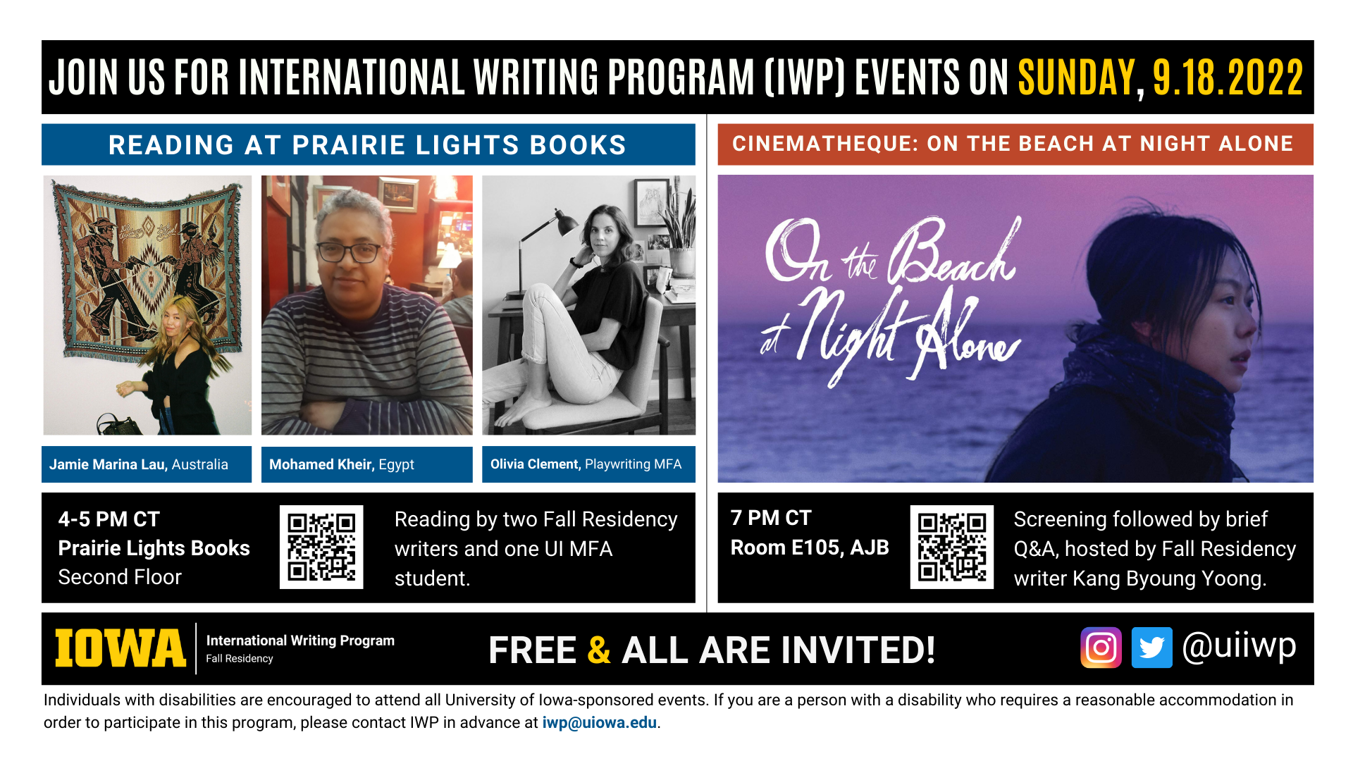 IWP events for Sunday, Sept 18