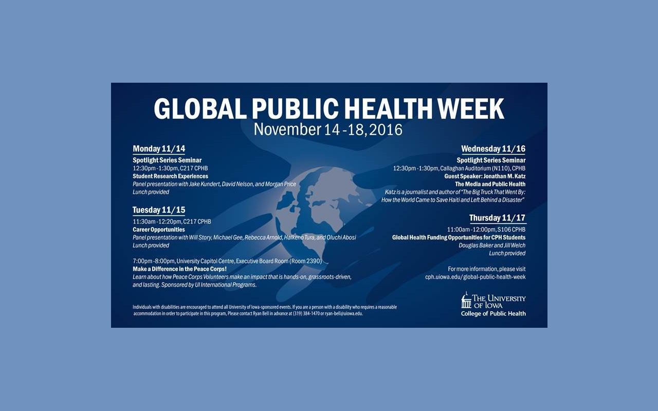 UI College of Public Health’s inaugural Global Public Health Week, November 14-18