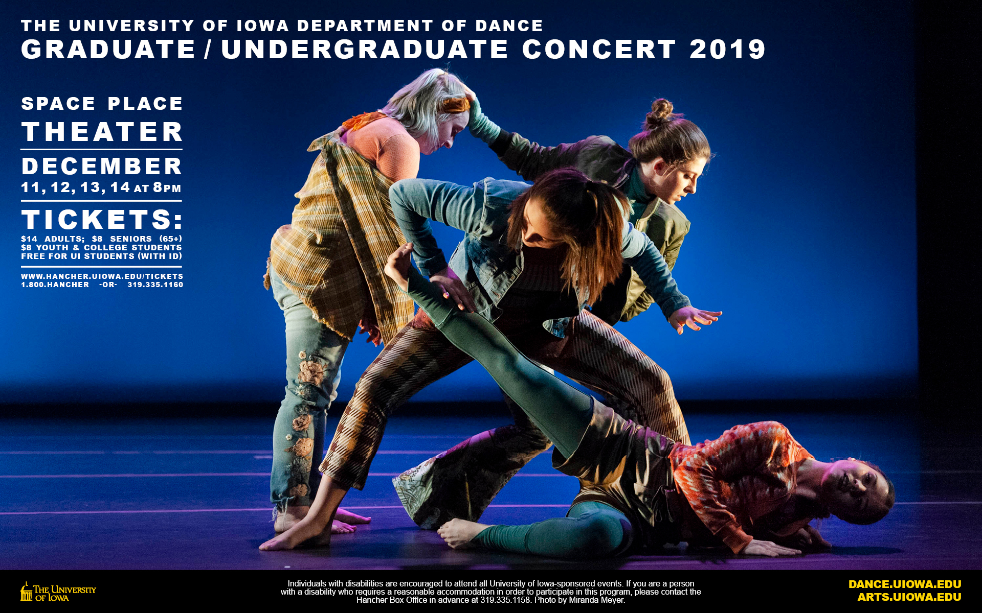 dance performance at space place - grad undergrad performances in December