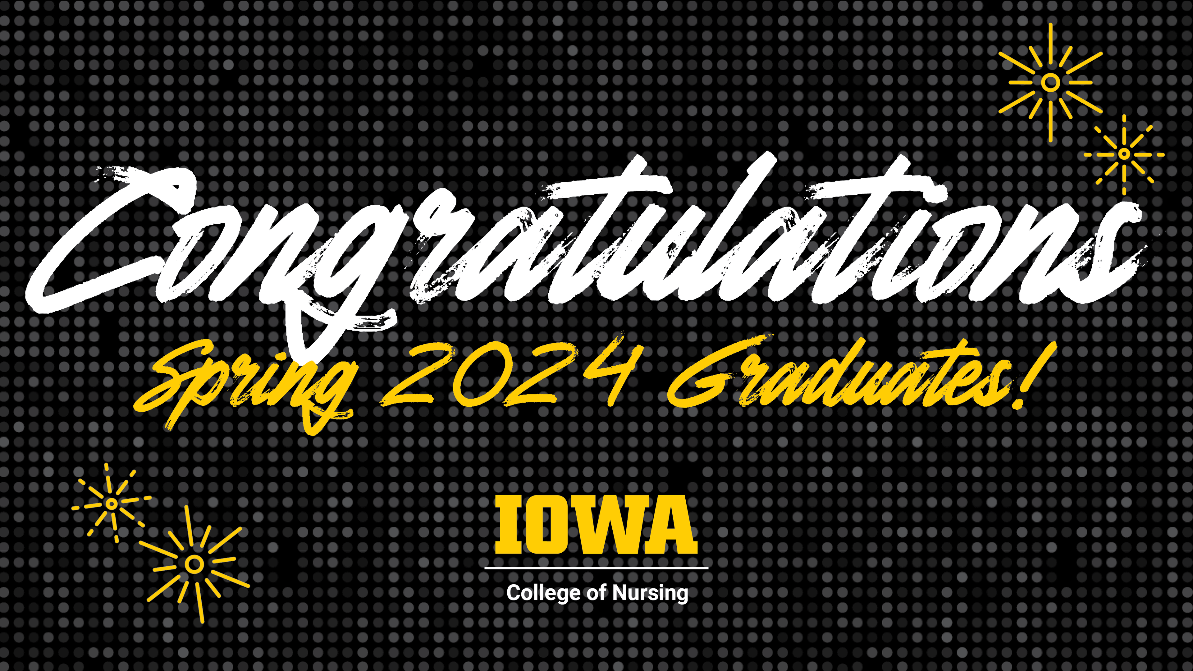 black graphic that reads congratulations, spring 2024 graduates