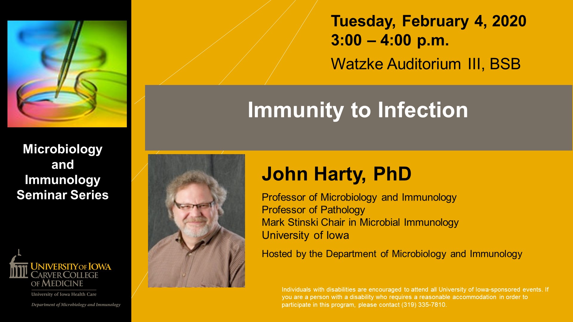 Faculty Seminar - John Harty - February 4, 2020