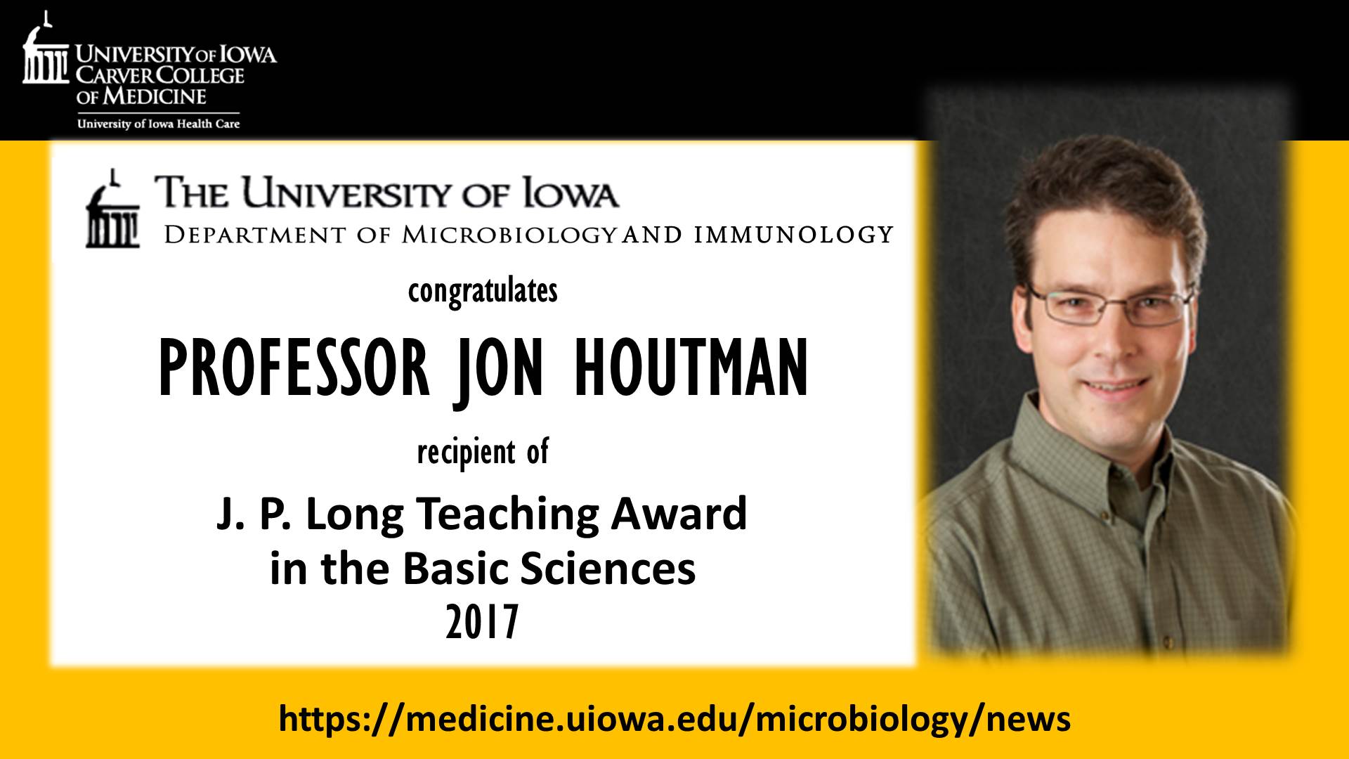 Houtman names JP Long teaching award winner