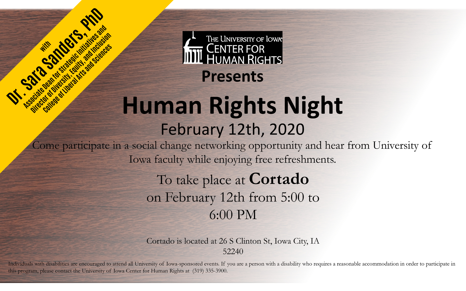 Human Rights Night at Cortado 5-6 PM February 12