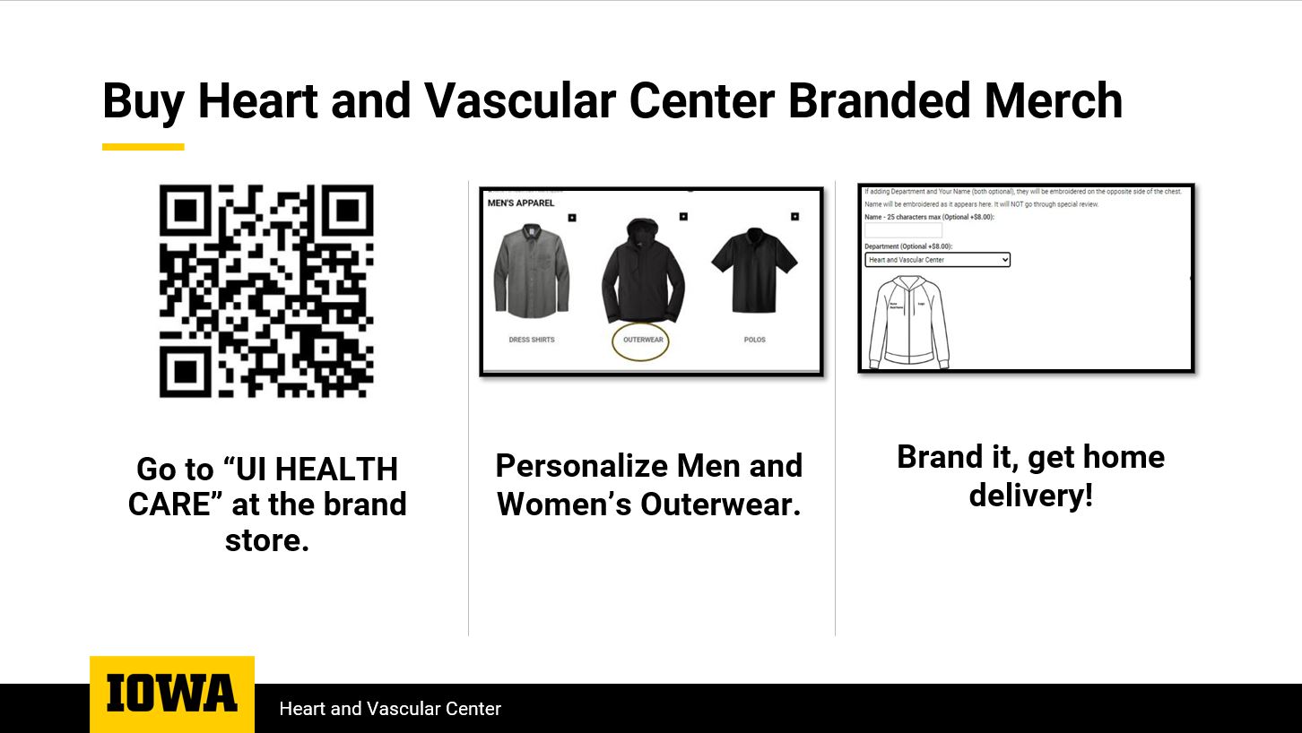 University of Iowa merch displayed with purchasing instructions