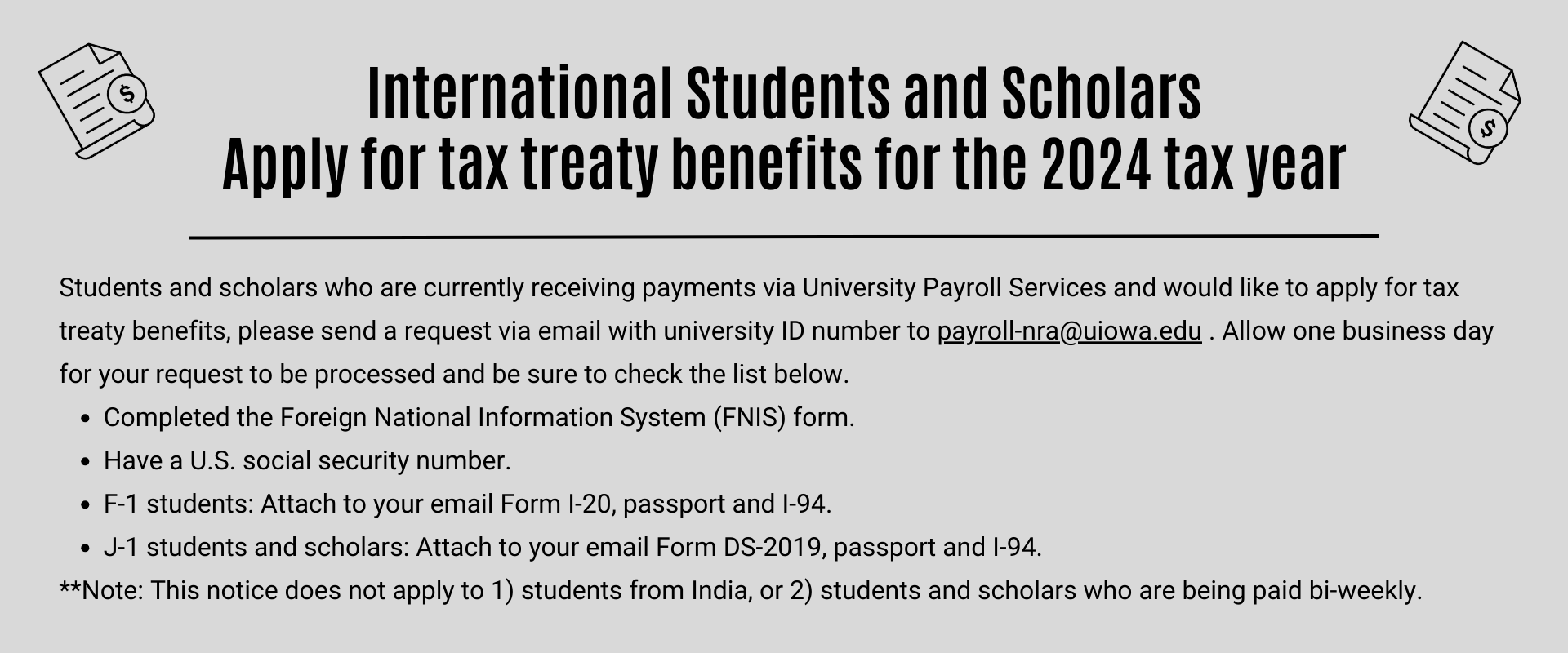 International Students and Scholars apply for 2024 tax benefits