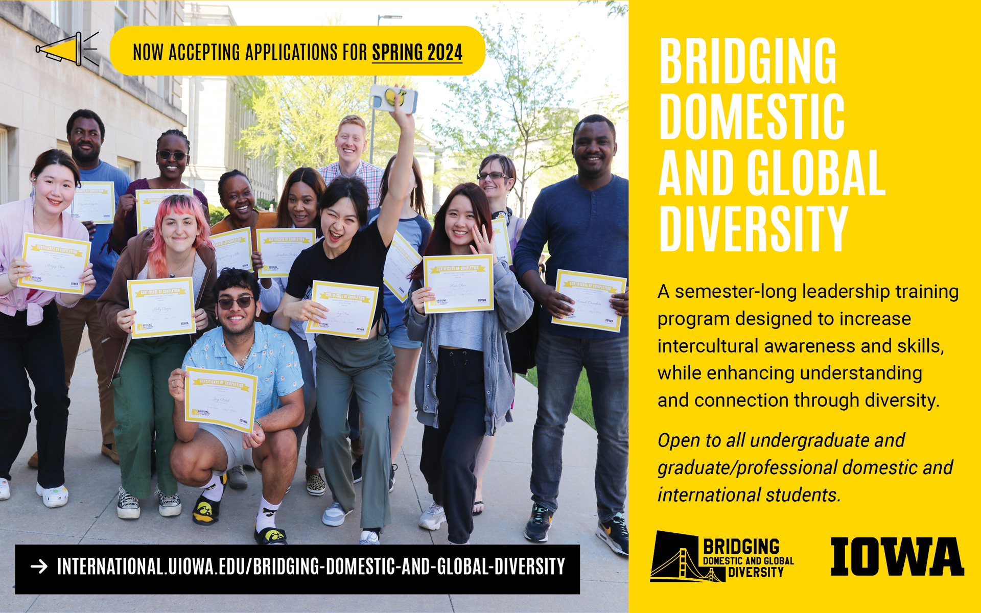 Bridging Domestic and Global Diversity: Now accepting applications for Spring 2024.