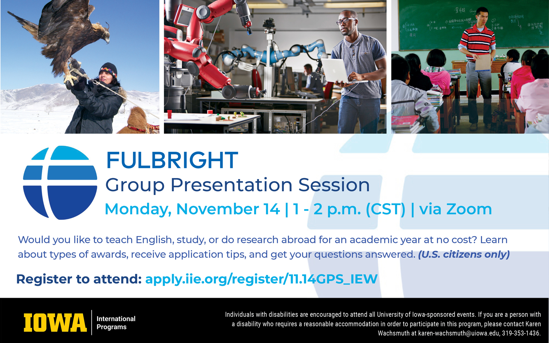 Fulbright Group Presentation Session, Monday, November 14 1-2pm