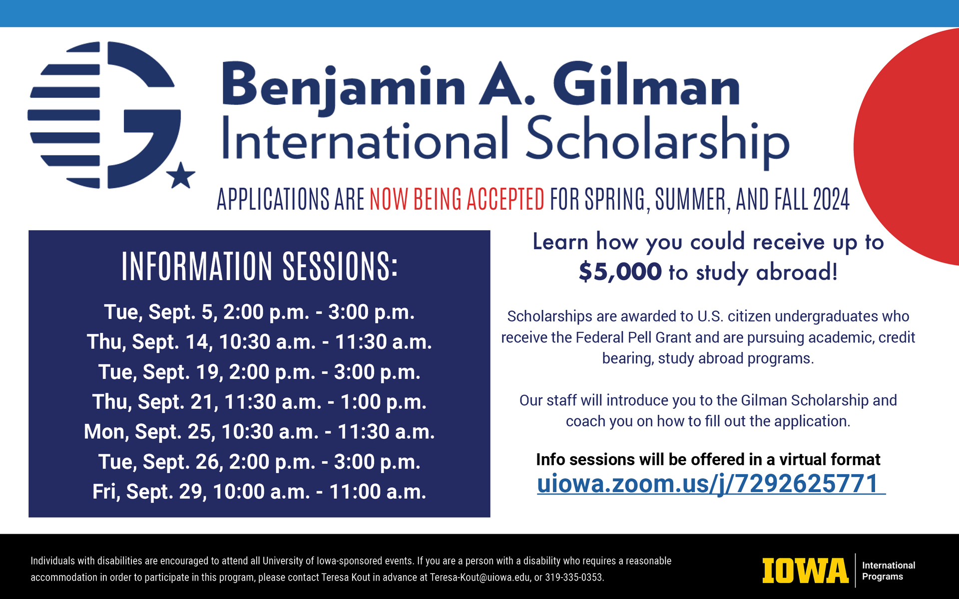Benjamin A. Gilman International Scholarship: Receive up to $5,000 to study abroad!