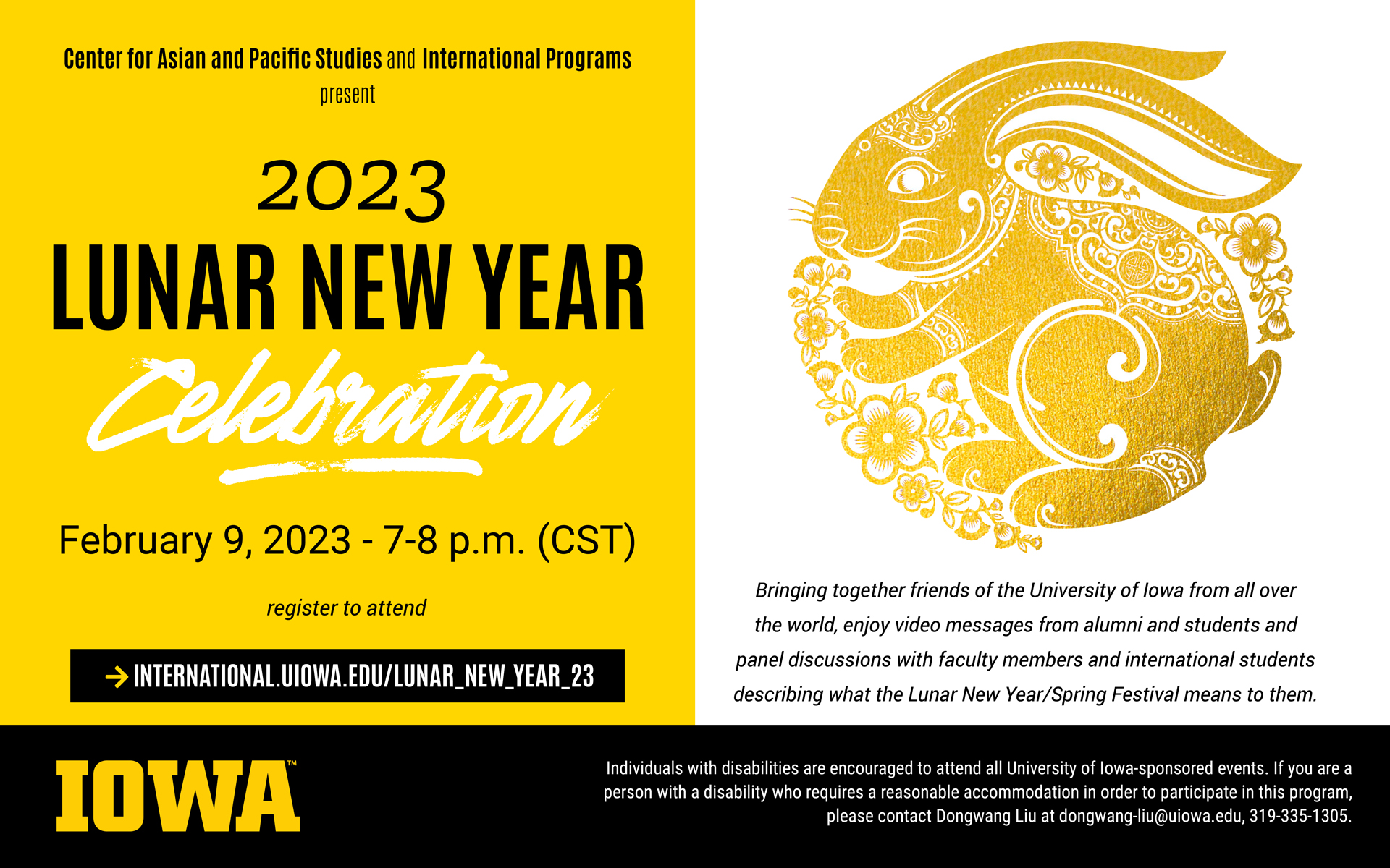 2023 Lunar New Year Celebration – 9 Feb. 2023, 7pm – register to attend
