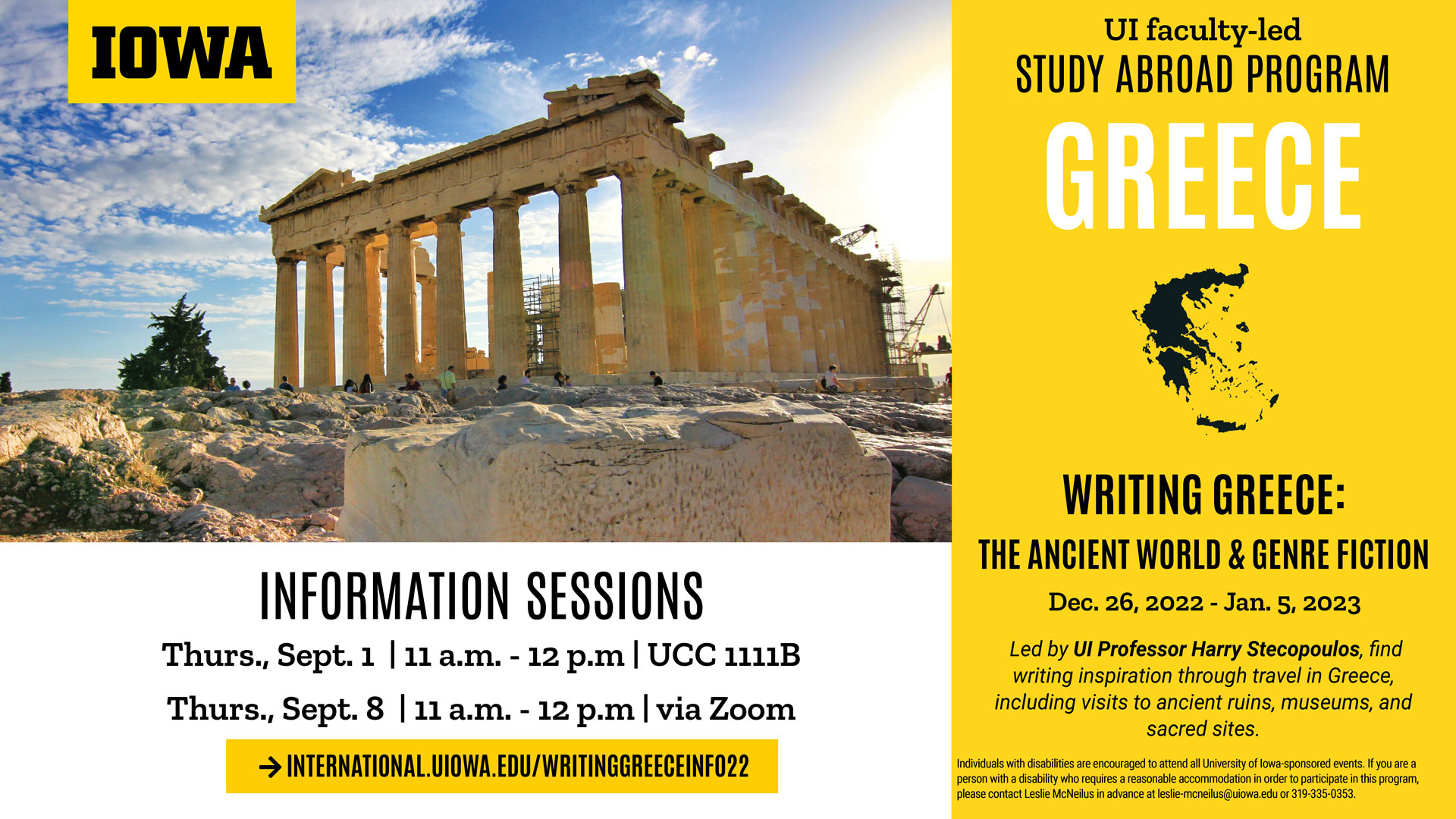 International Programs – Study abroad in Greece Info sessions. Visit international programs website for more info