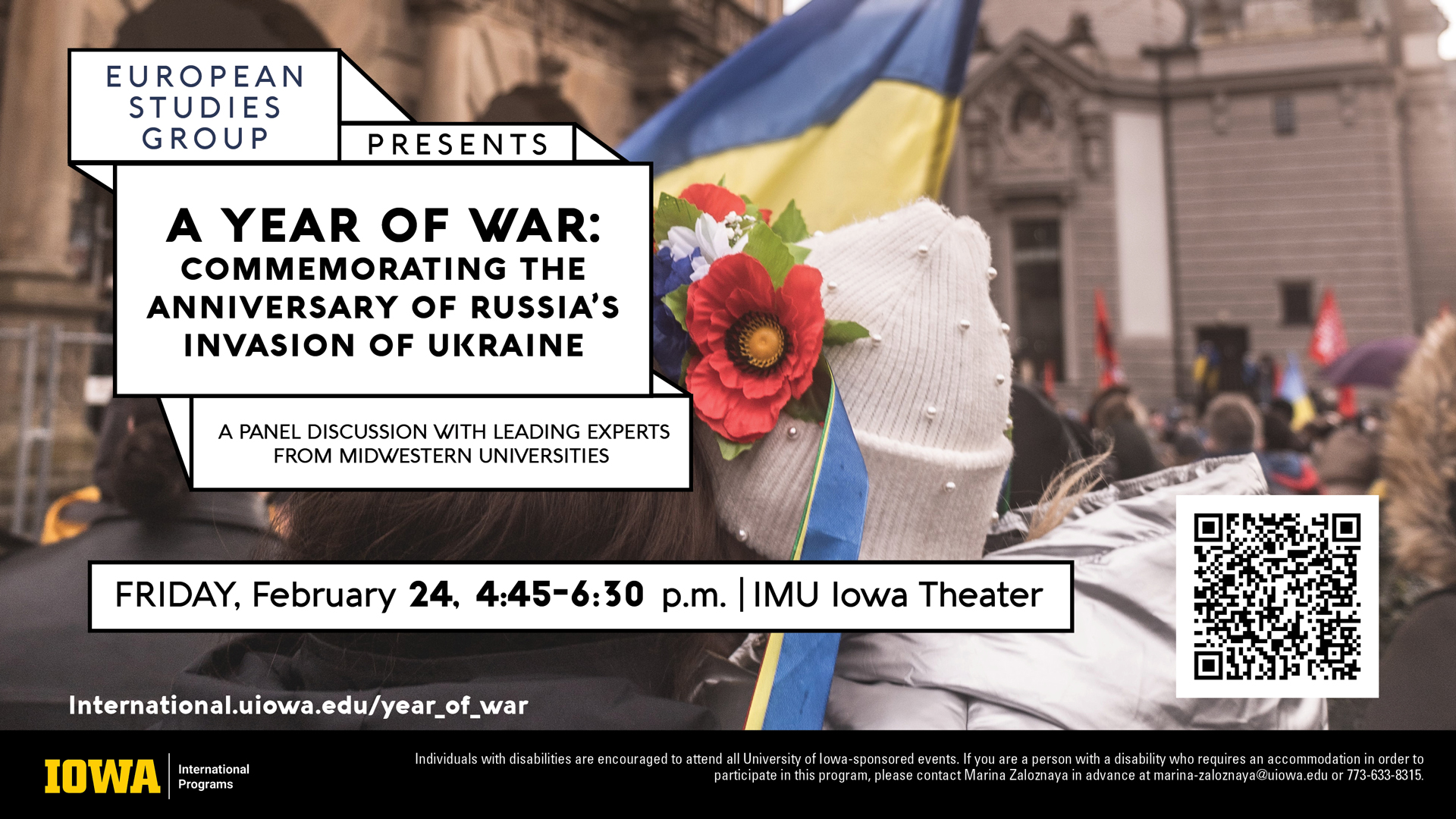 A Year of war: commemorating the anniversary of russia's invasion of ukraine. February 24 at 4:45 PM in the IMU theater.