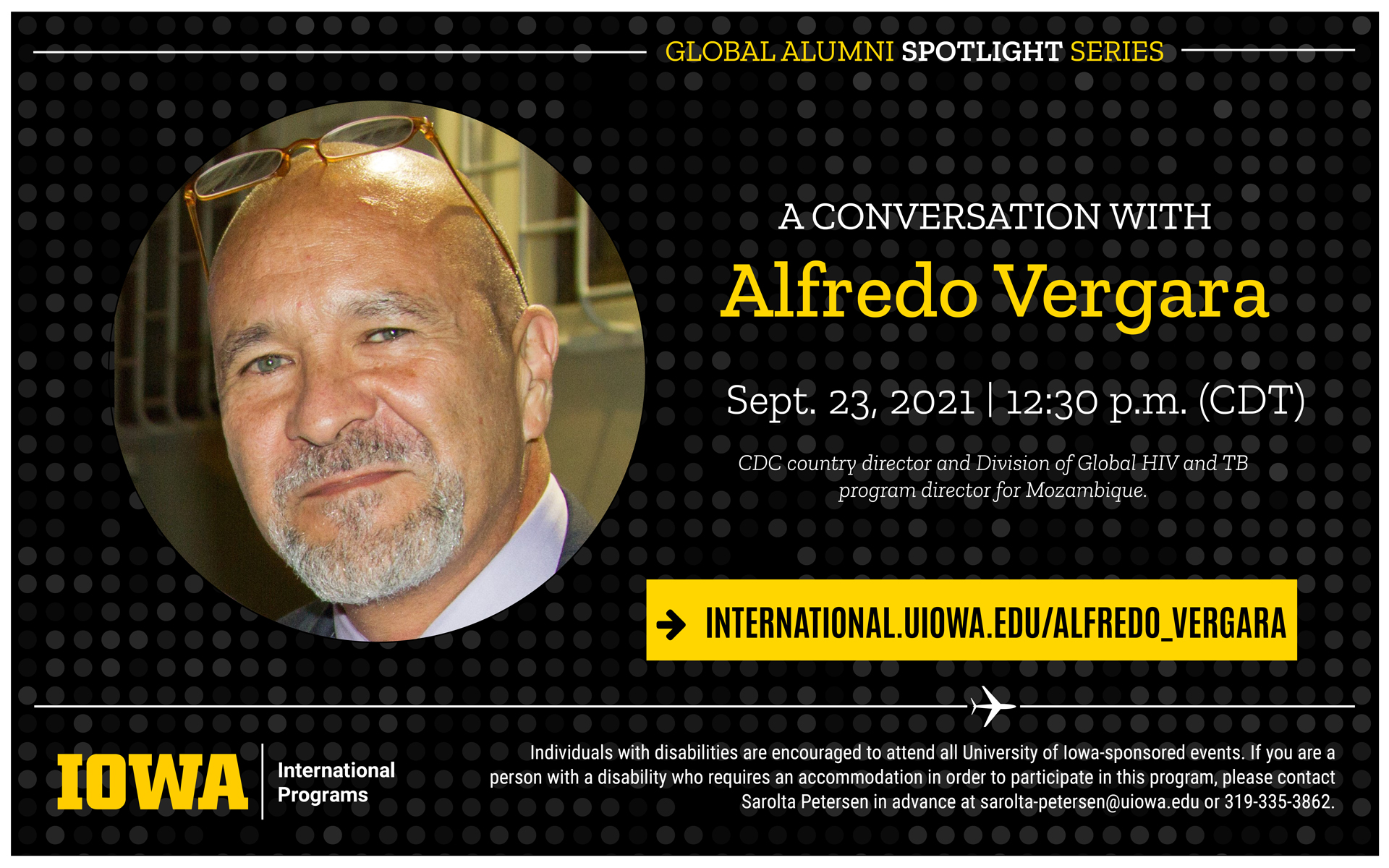 A conversation with Alfredo Vergara September 23 at 12 30 pm CDT visit international.uiowa.edu/alfredo_vergara for more.