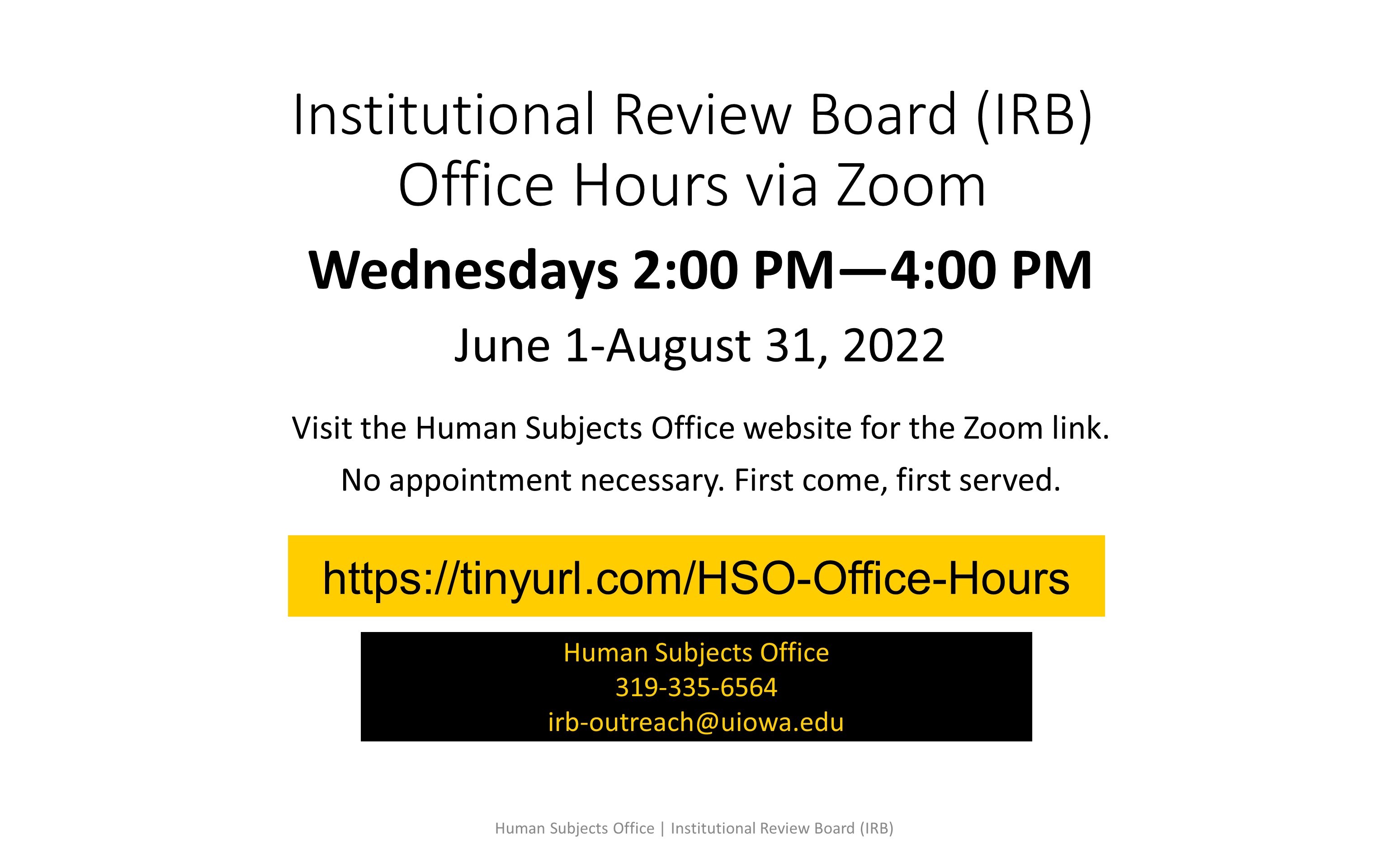 IRB Office Hours summer 2022