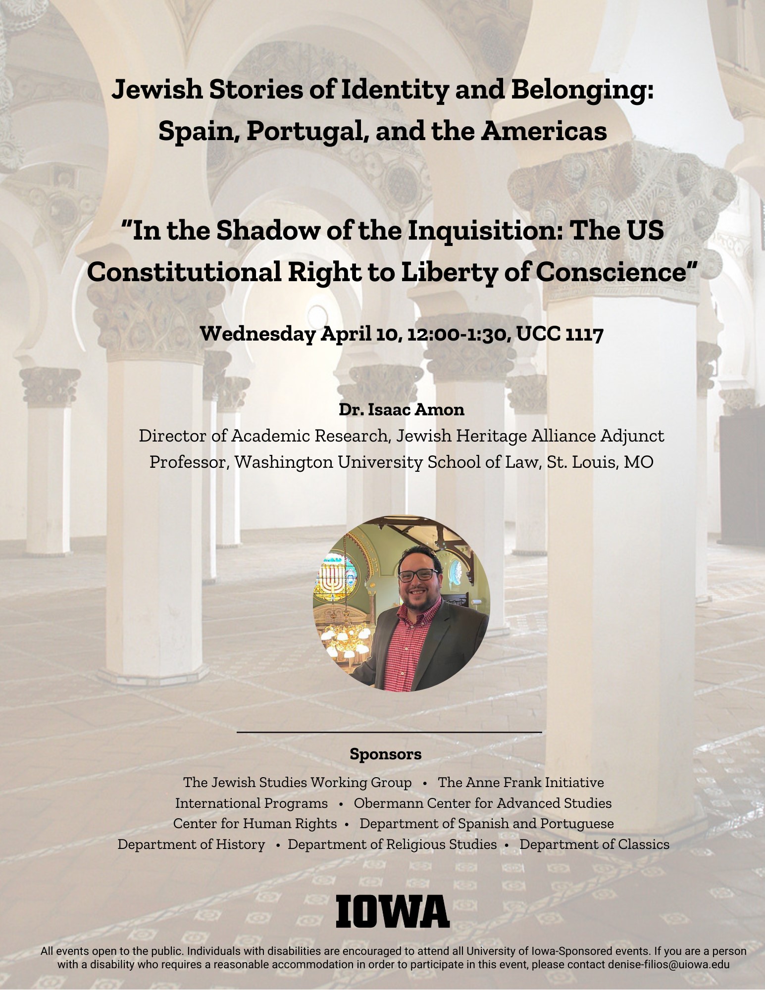 april 10th talk at noon in UCC 1117 on Jewish Identity