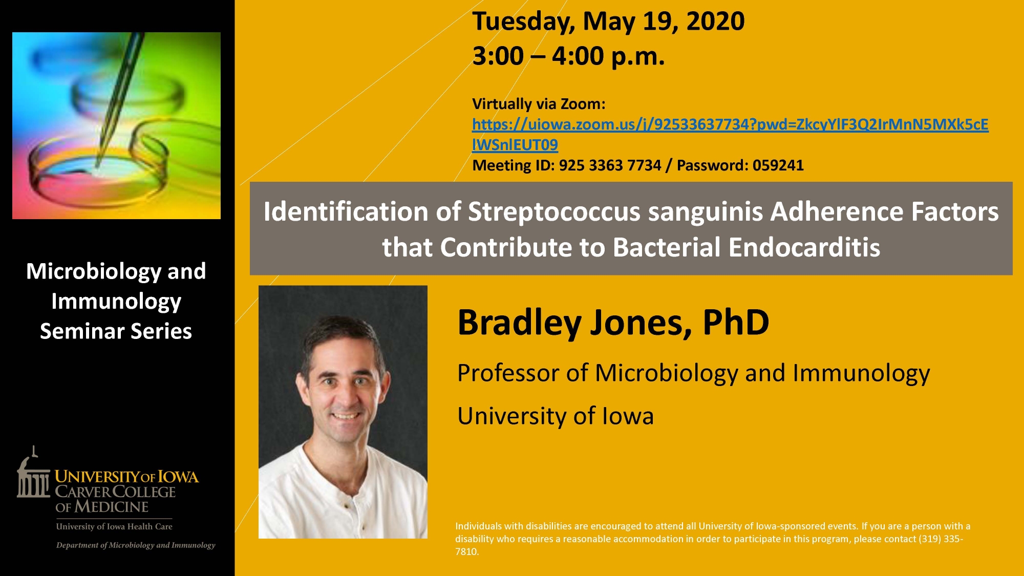Faculty Seminar - Brad Jones May 19th