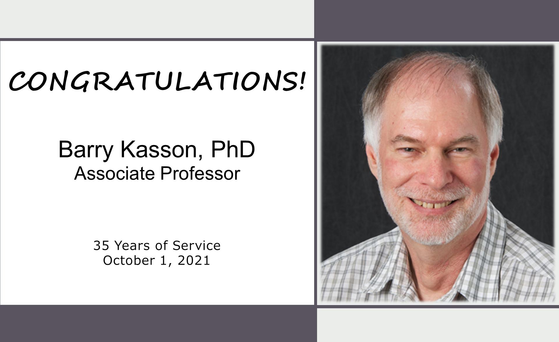 Kasson - 35 years of service - Oct 1, 2021