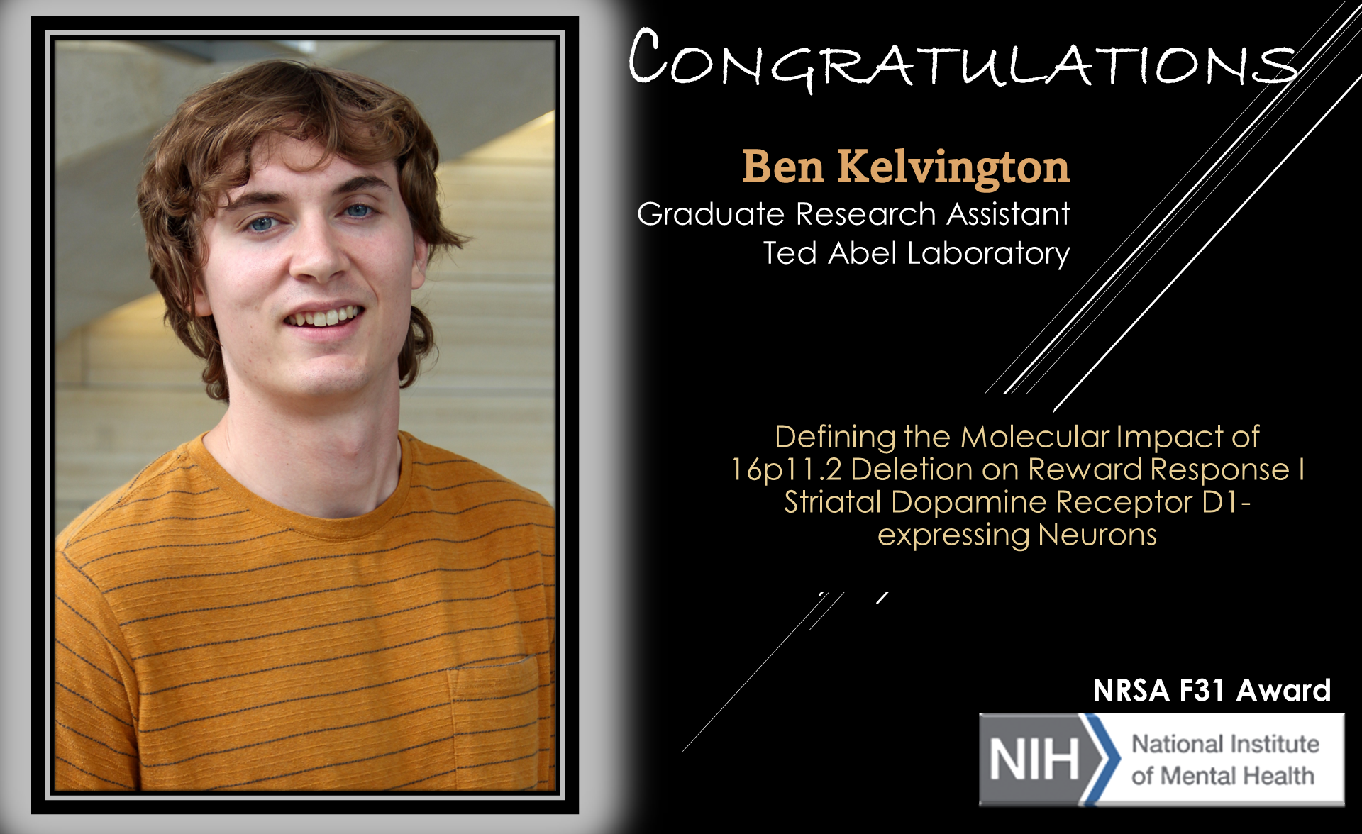 Ben Kelvington NIH NRSA F31 Fellowship 7.2023