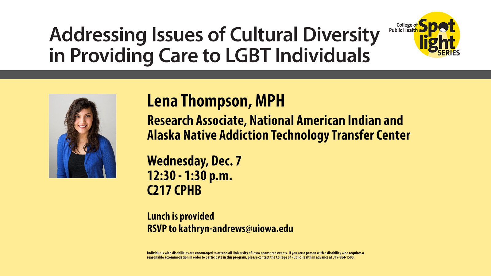 Cultural Diversity in Providing Care to LGBT individuals is Dec. 7 at CPHB