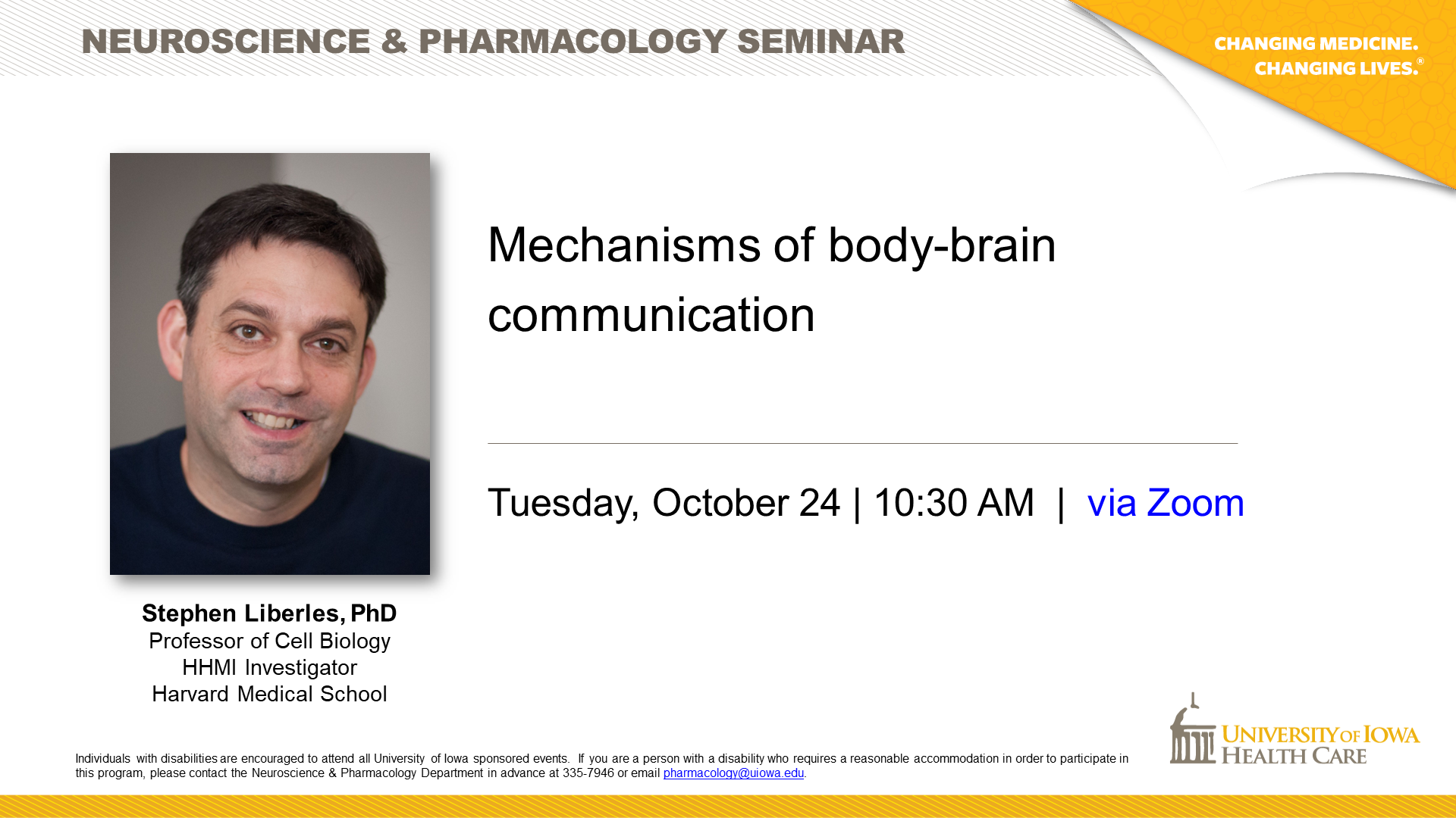 Stephen Liberles, PhD - N&P Seminar Speaker - 10.24.23