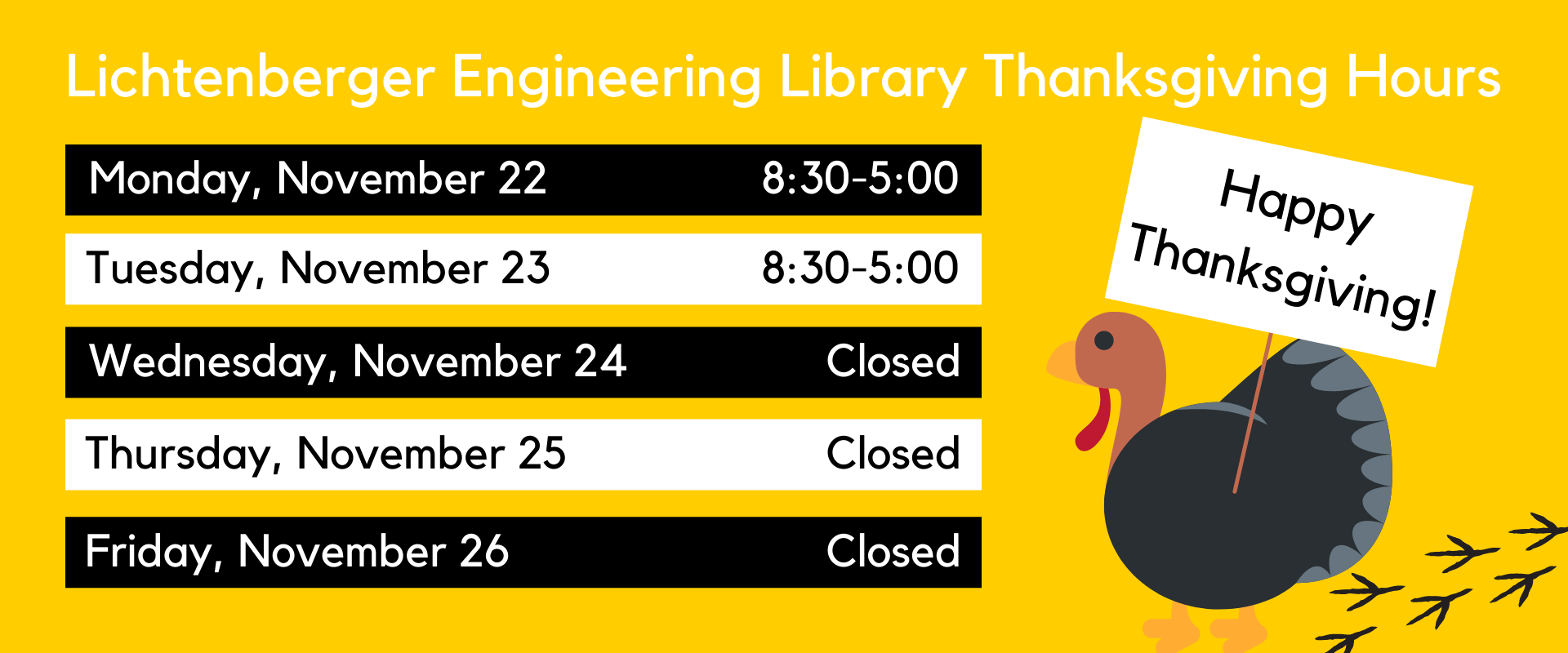 Fall 2021 Thanksgiving Hours