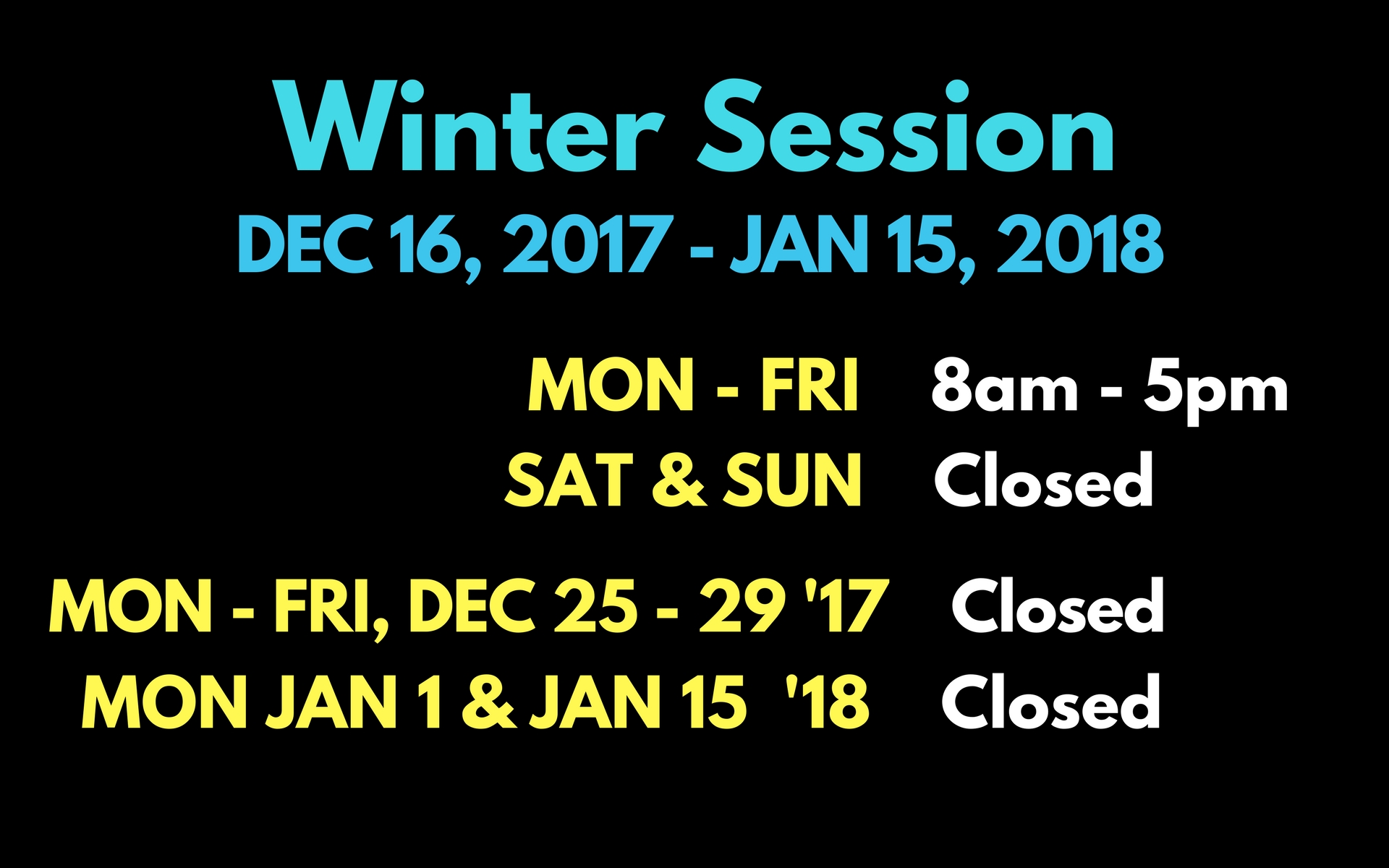 Winter session hours