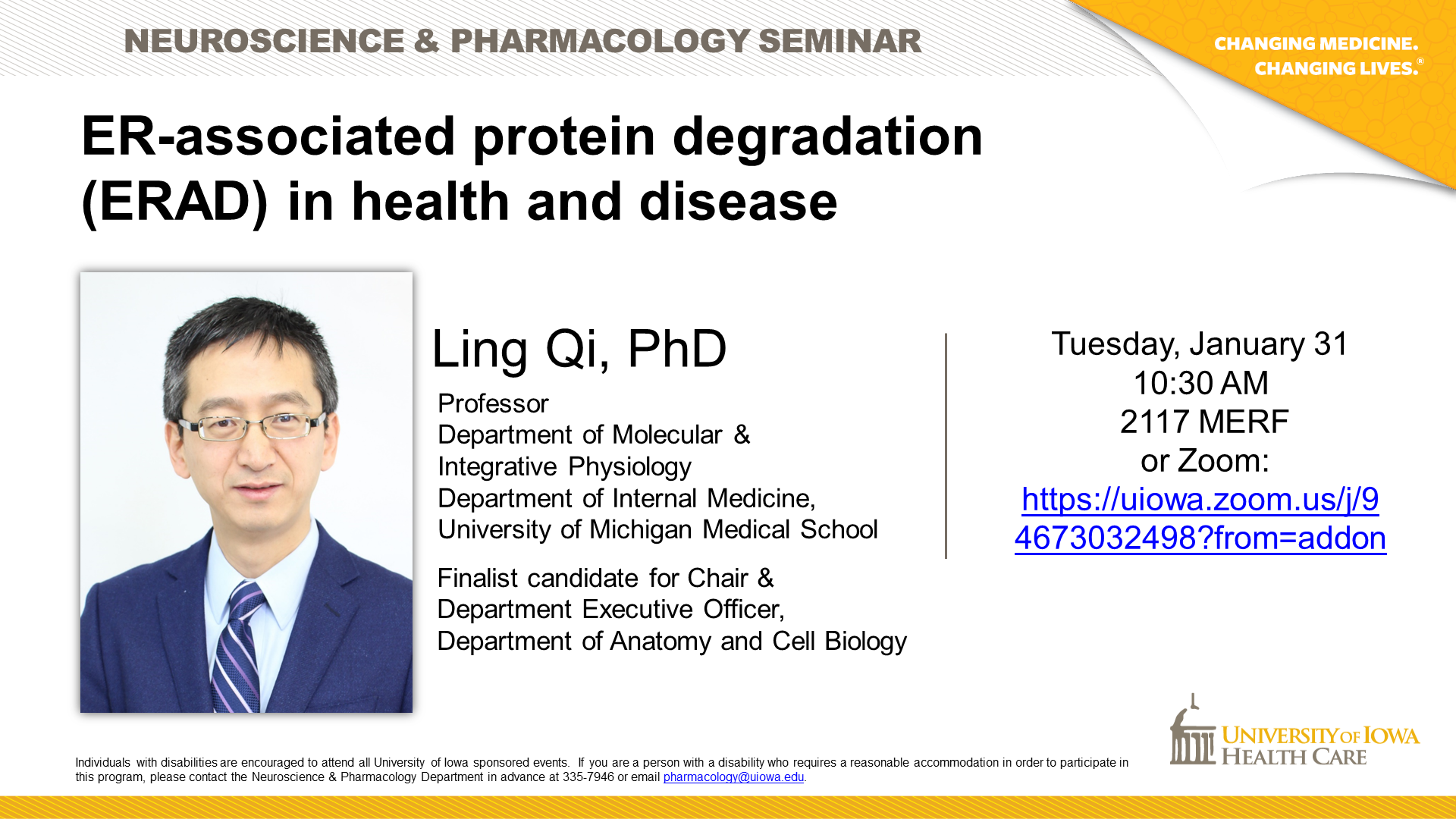 Dr. Ling Qi - Candidate for Chair and DEO, Dept of Anatomy & Cell Biology