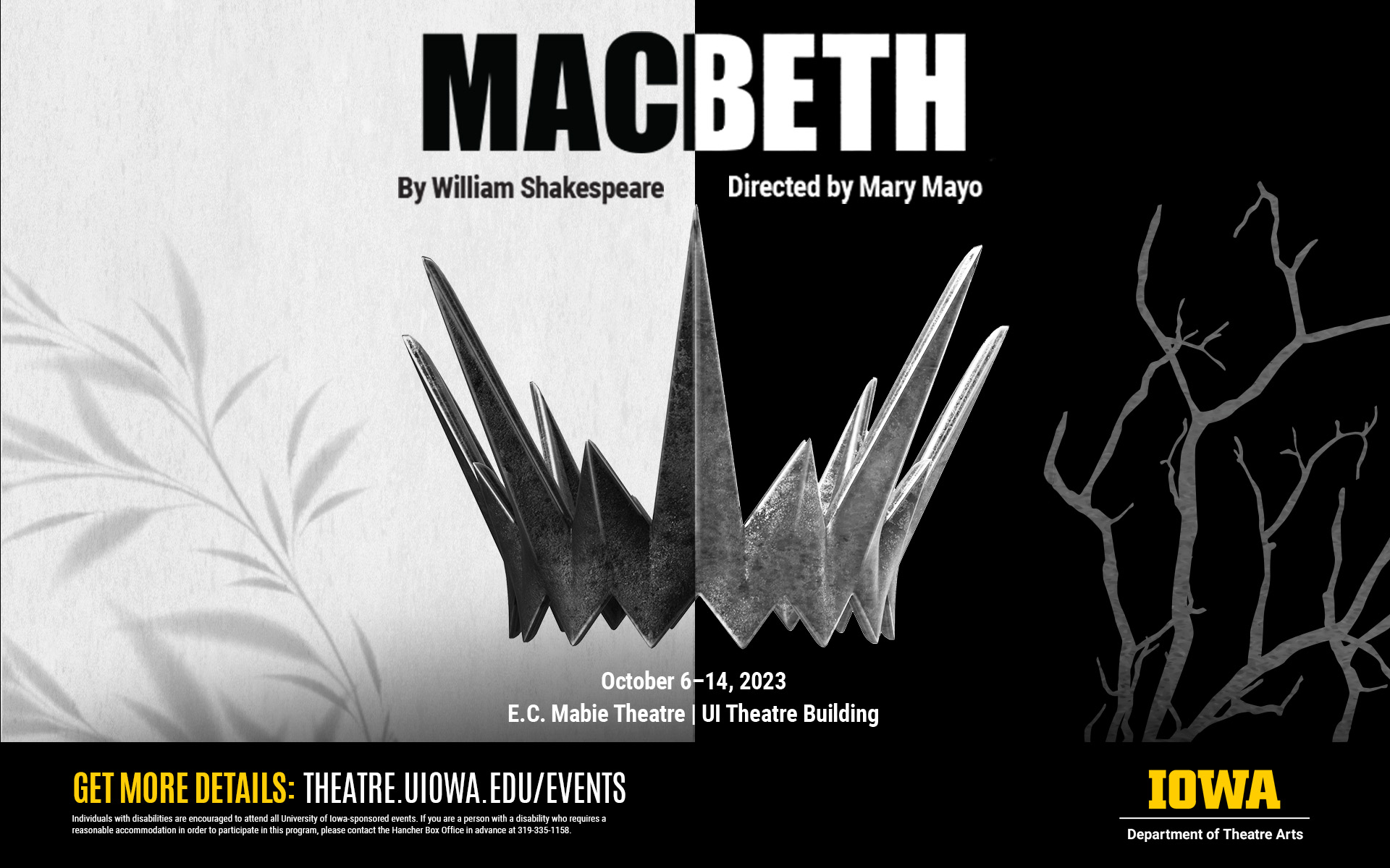 Macbeth by William Shakespeare directed by Mary Mayo October 6 to 14, 2023