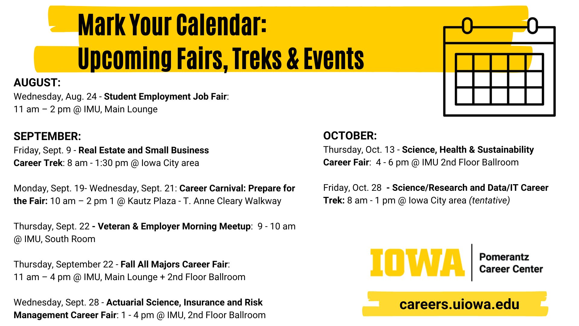 Upcoming career fairs and events