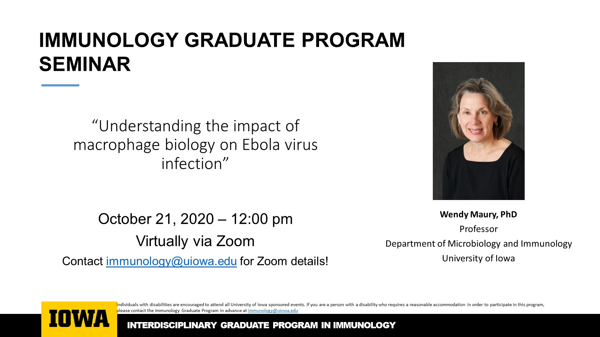 Wendy Maury Immunology Seminar