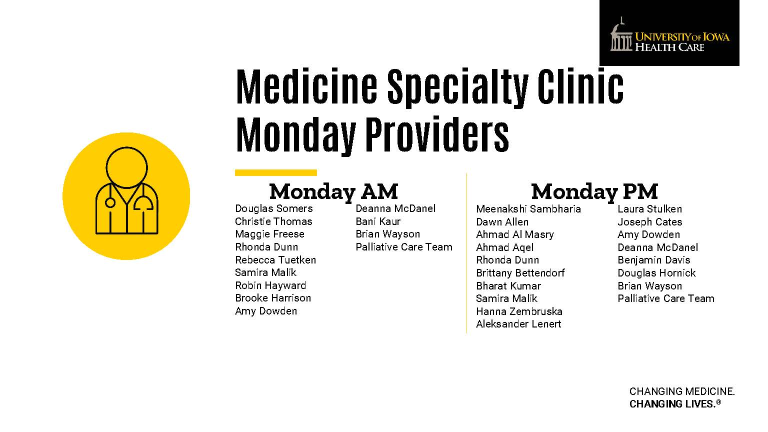 MSC Monday providers