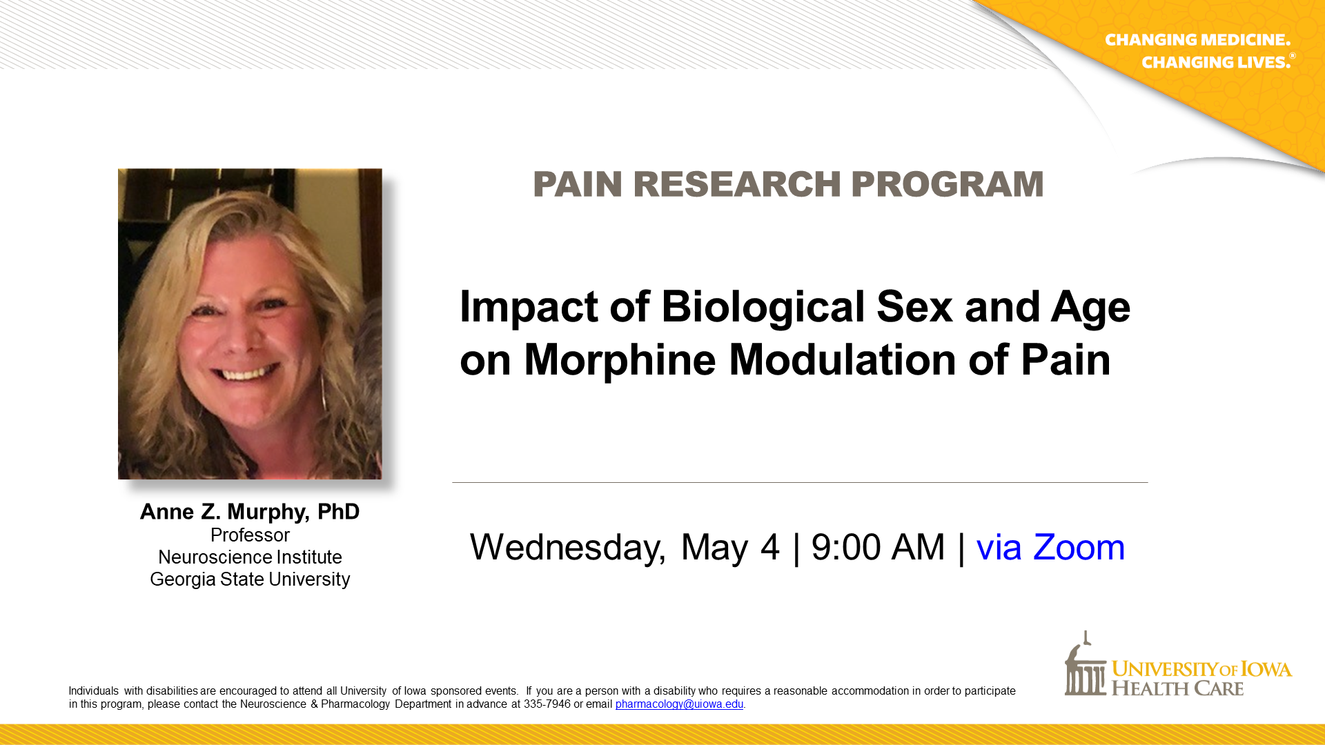 Anne Murphy - Pain research Program Speaker, 5.4.22