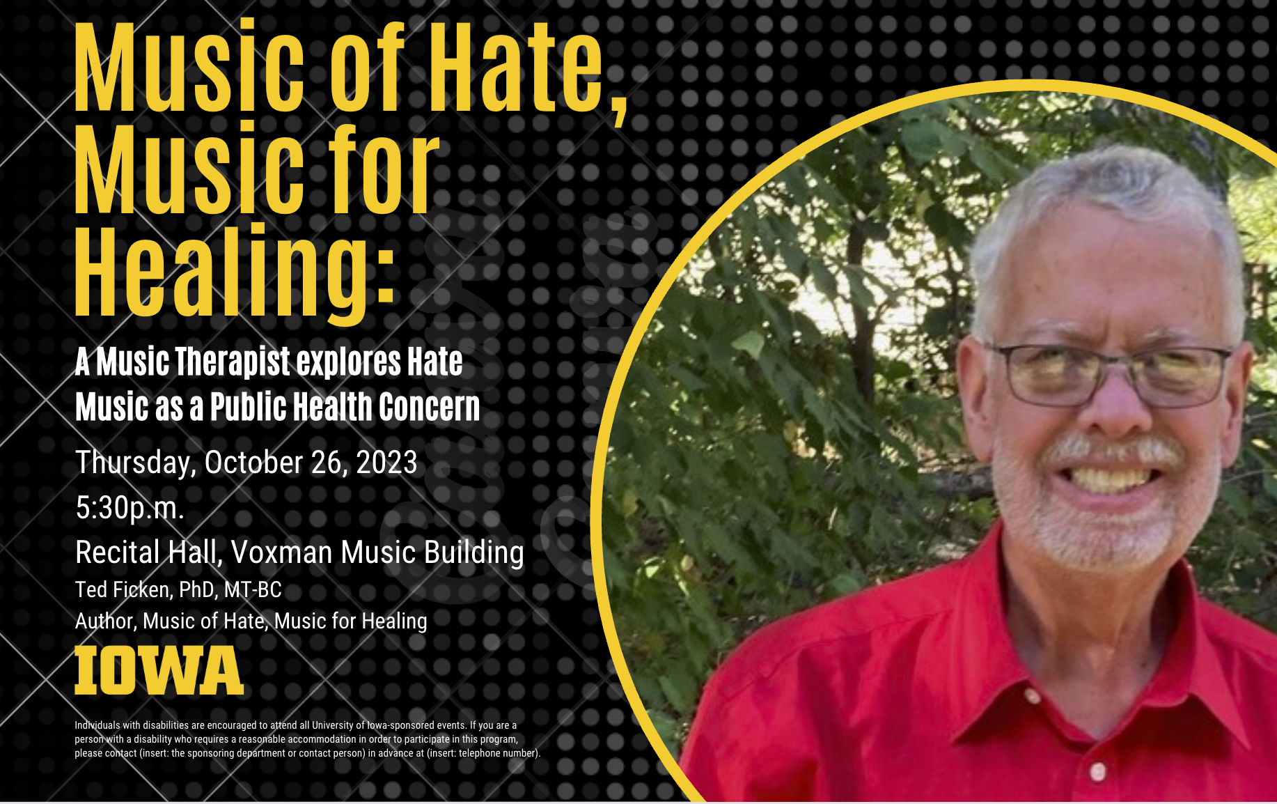 Music of Hate, Music for Healing presentation on October 26