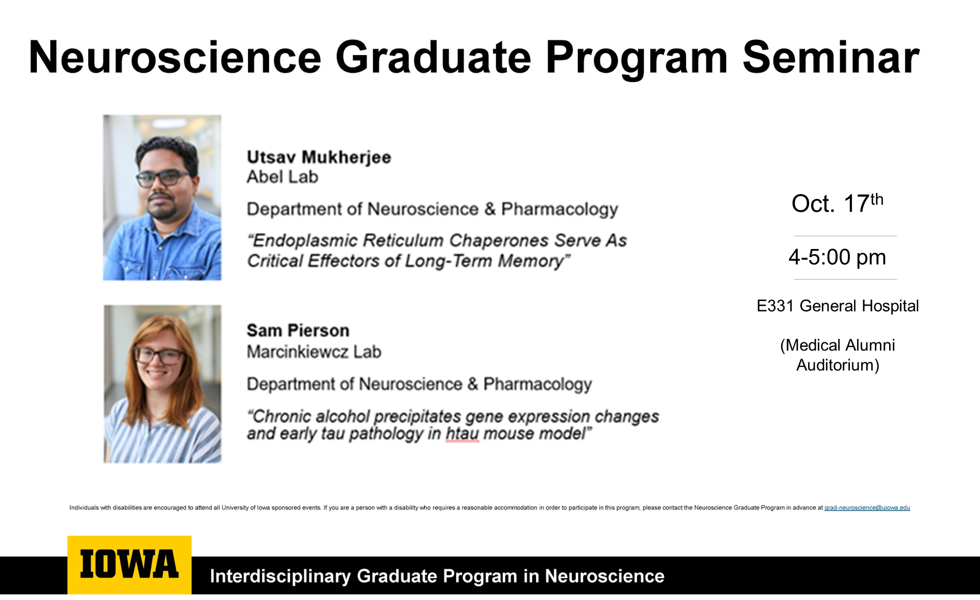 Utsav Mukherjee and Sam Pierson - Neuroscience Seminar - 10.17.23