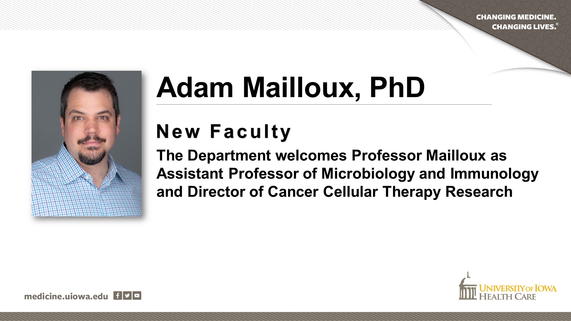 New Faculty Welcome - Adam Mailloux
