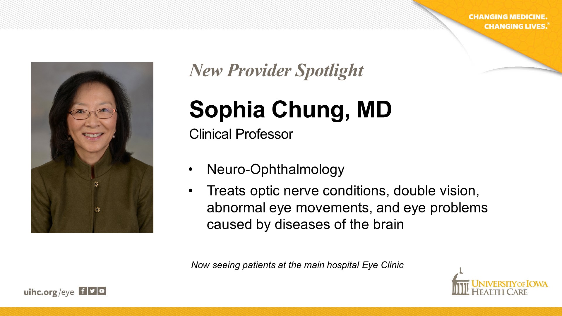 New provider - Sophia Chung, MD