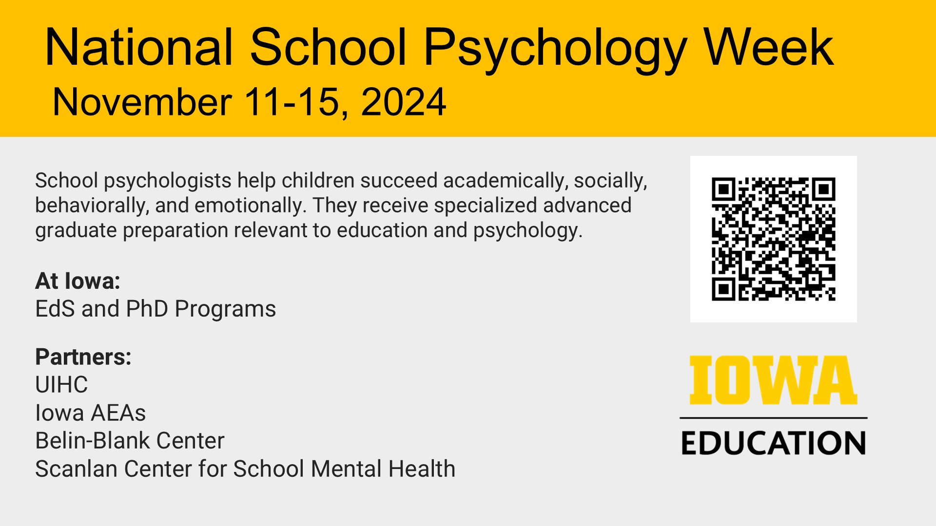 National School Psychology Week. EdS and PhD programs