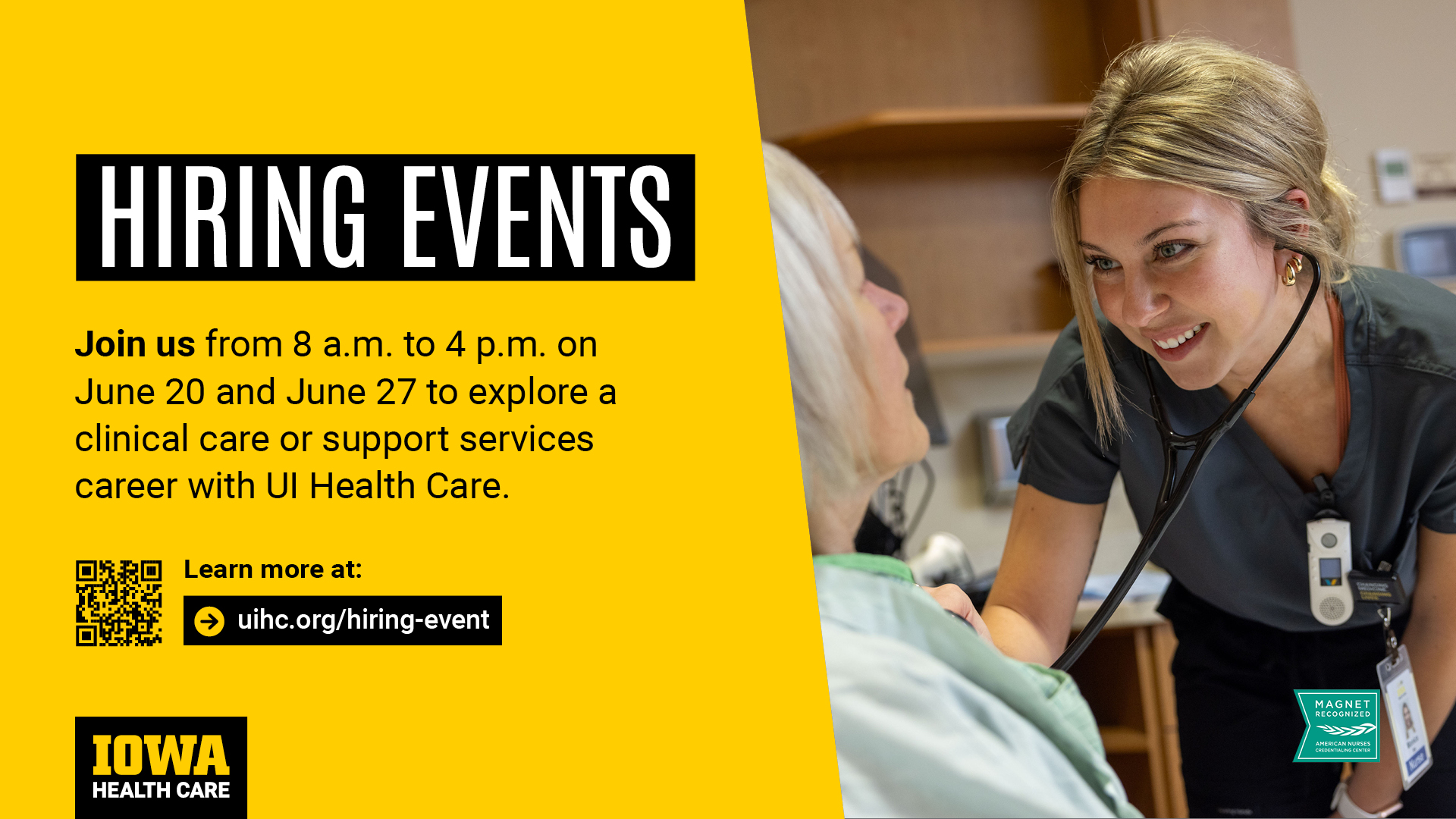 Iowa Healthcare nursing hiring events; 8am-4 pm June 20 & 27