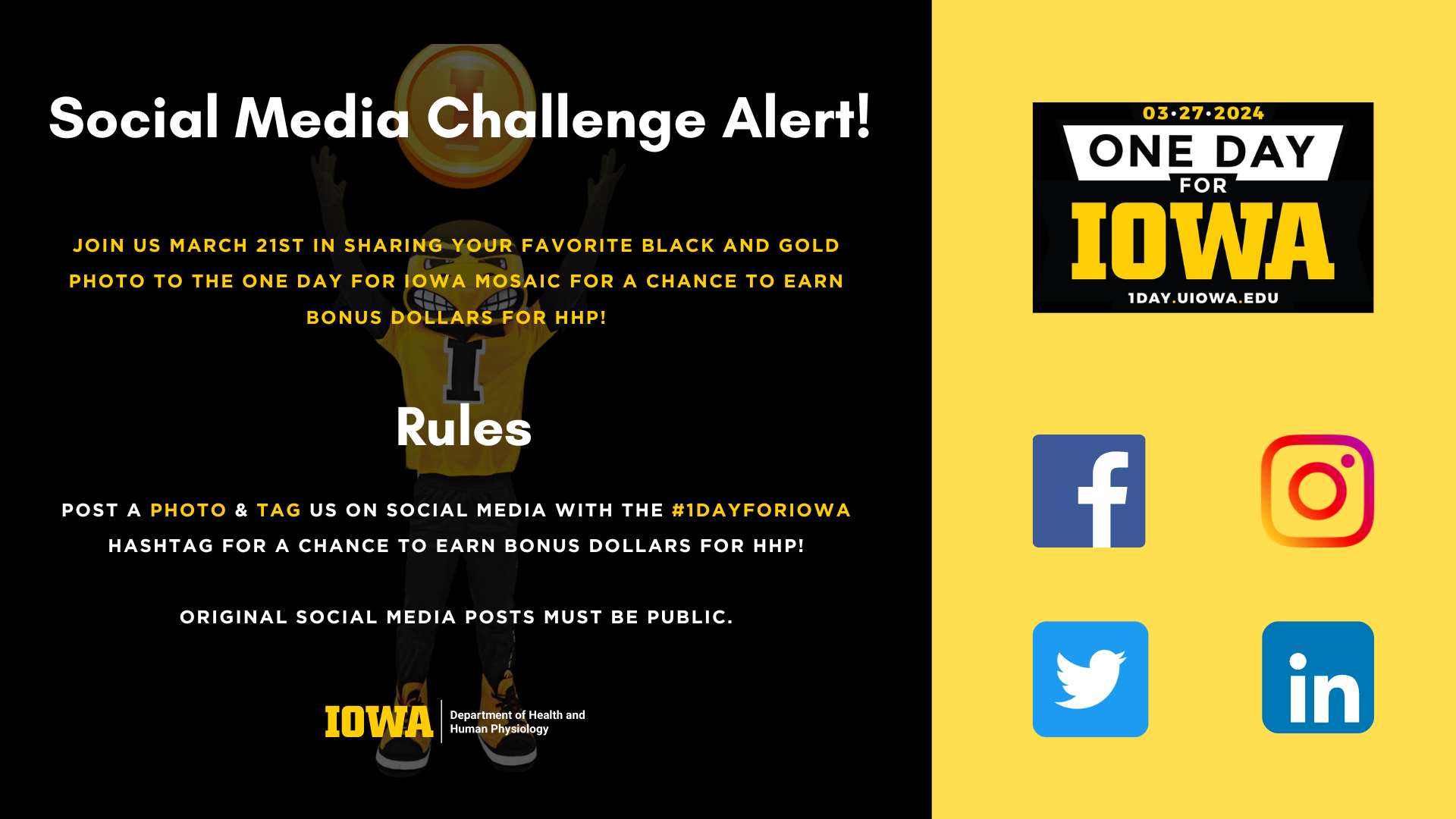 Join us in One Day for Iowa social media challenge!