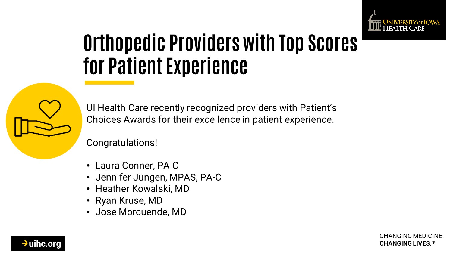 Ortho Patient Experience award