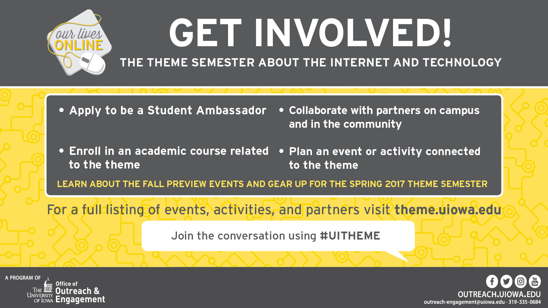 Our Lives Online theme semester call for involvement