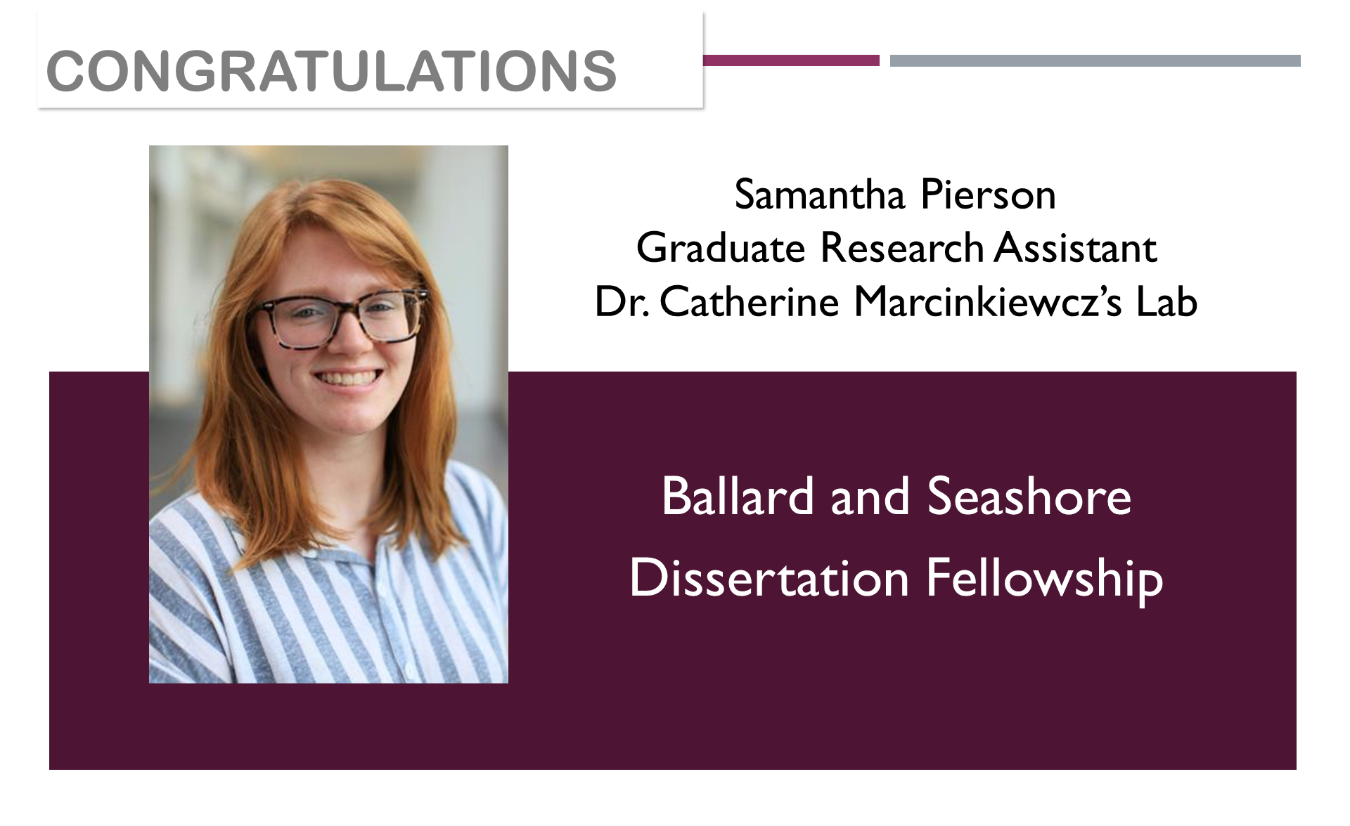 Samantha Pierson- Ballard & Seashore Award, 2024