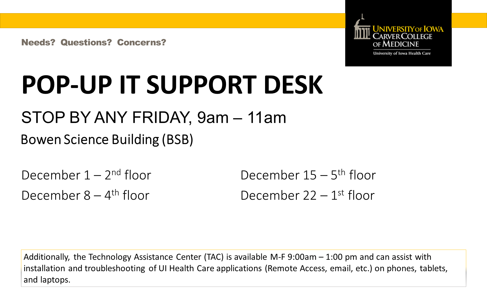 Pop-up IT Support Desk - December