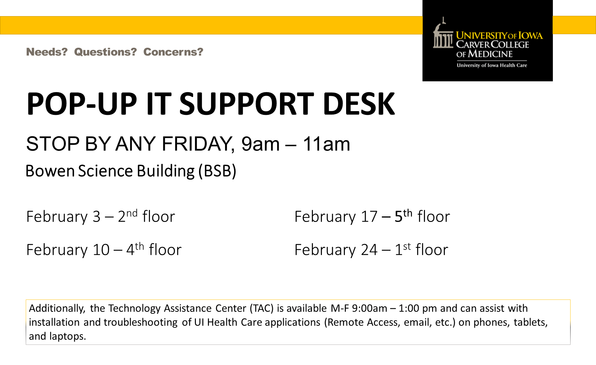 Pop-up Support Desk - February